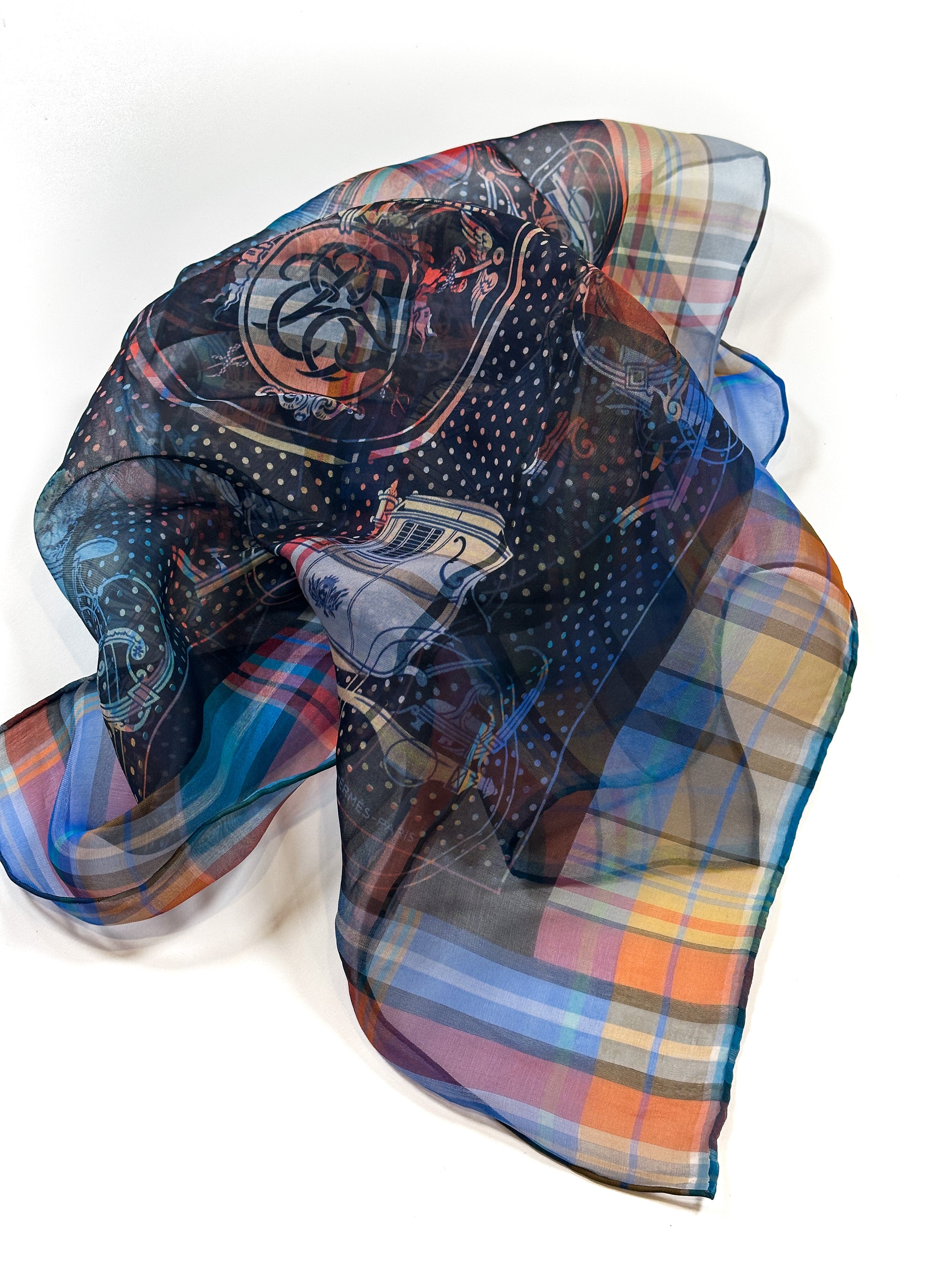 Hermès Madras Ex-Libris Bandana Mousseline 55