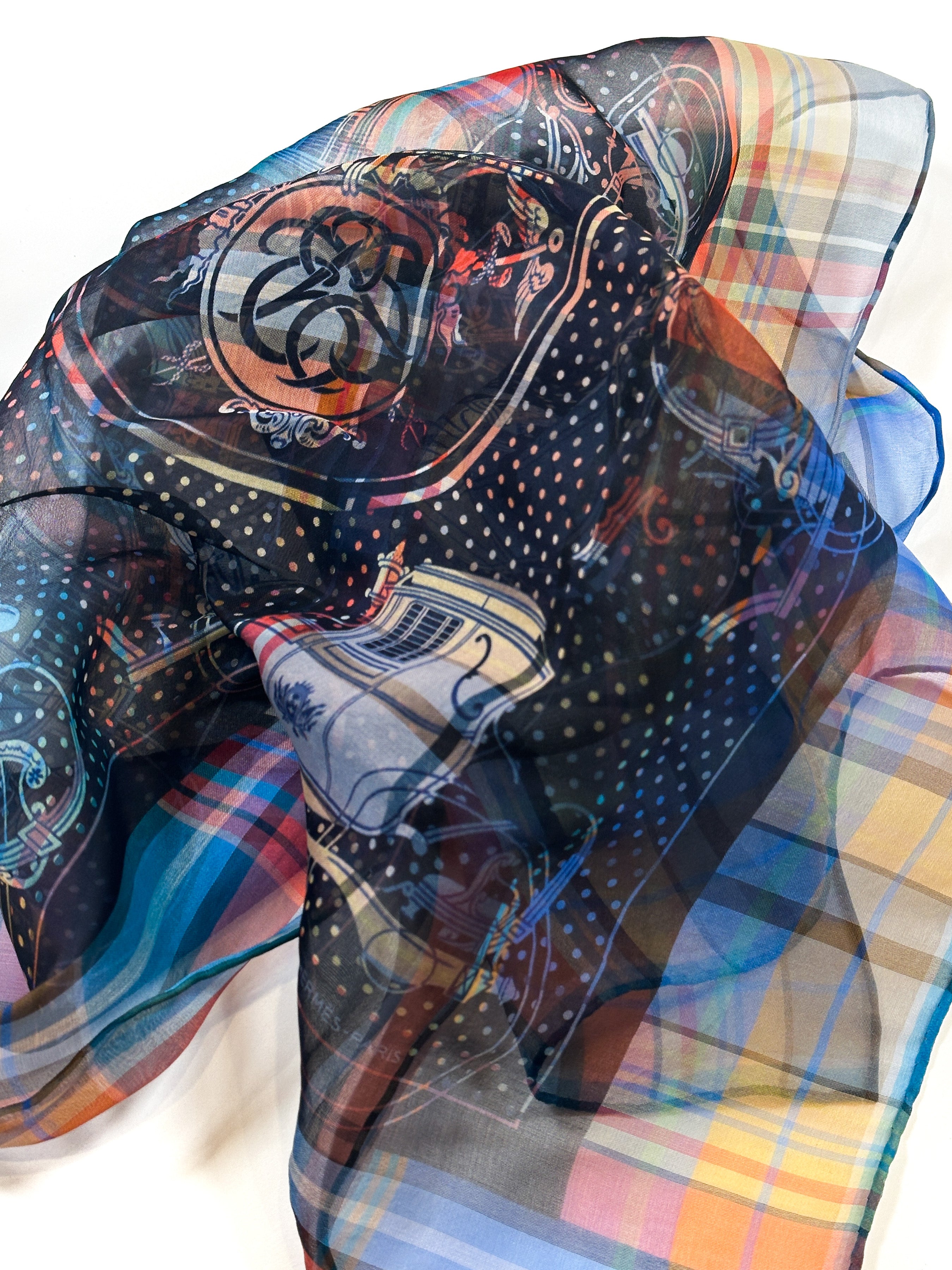 Hermès Madras Ex-Libris Bandana Mousseline 55