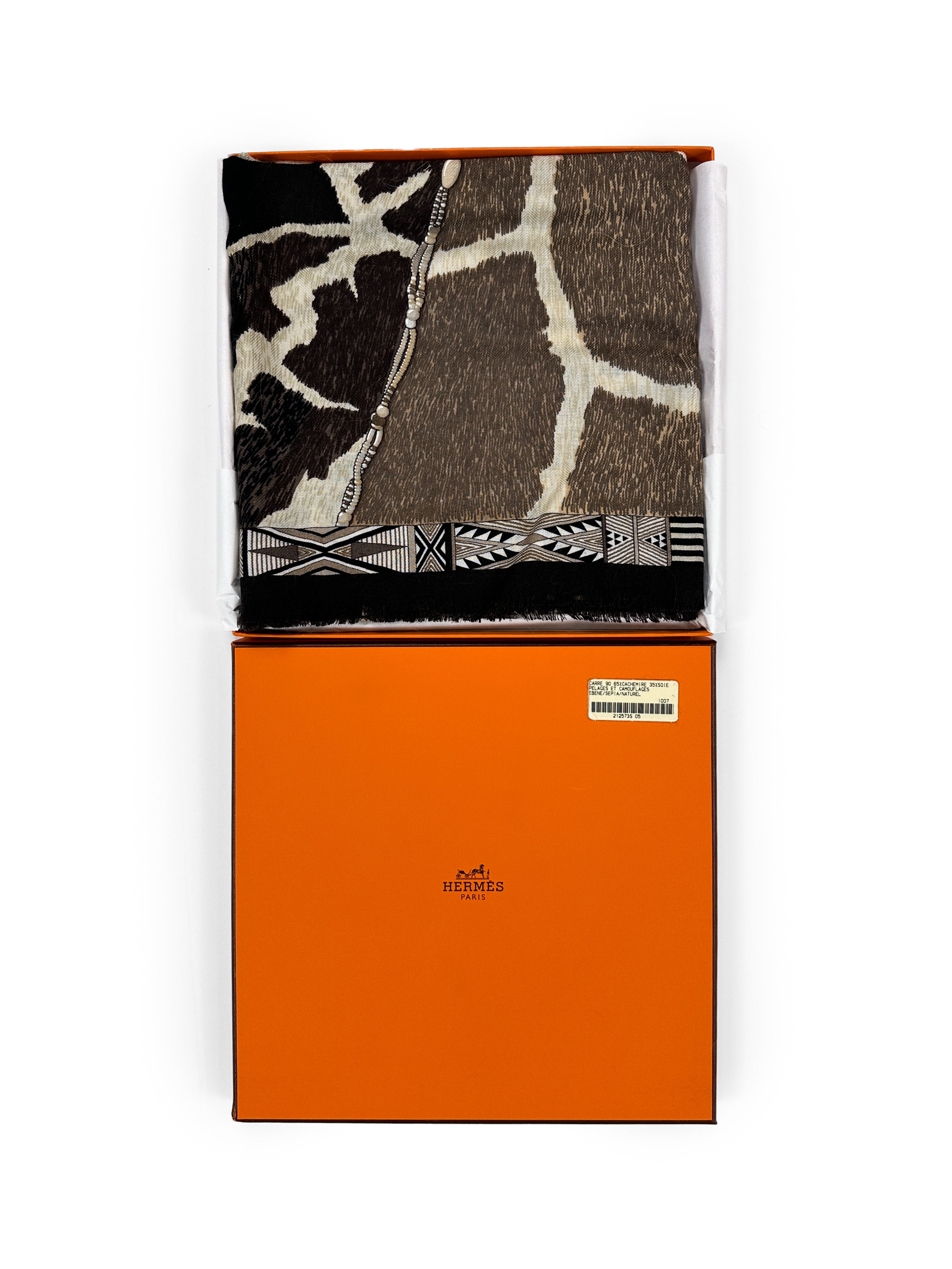 Hermès Pelages et Camouflage Cashmere Silk 90