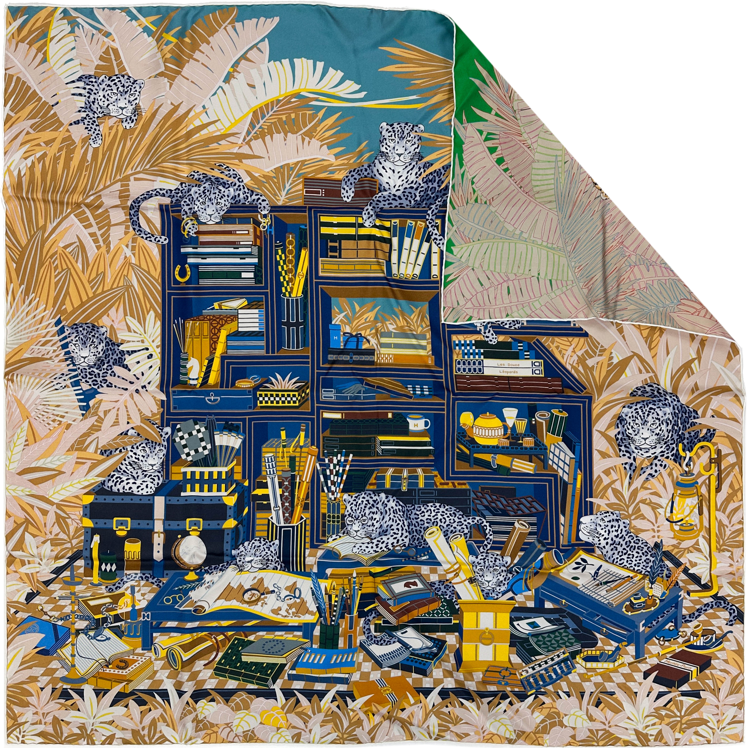 Hermès Douze Leopards Double Face 90