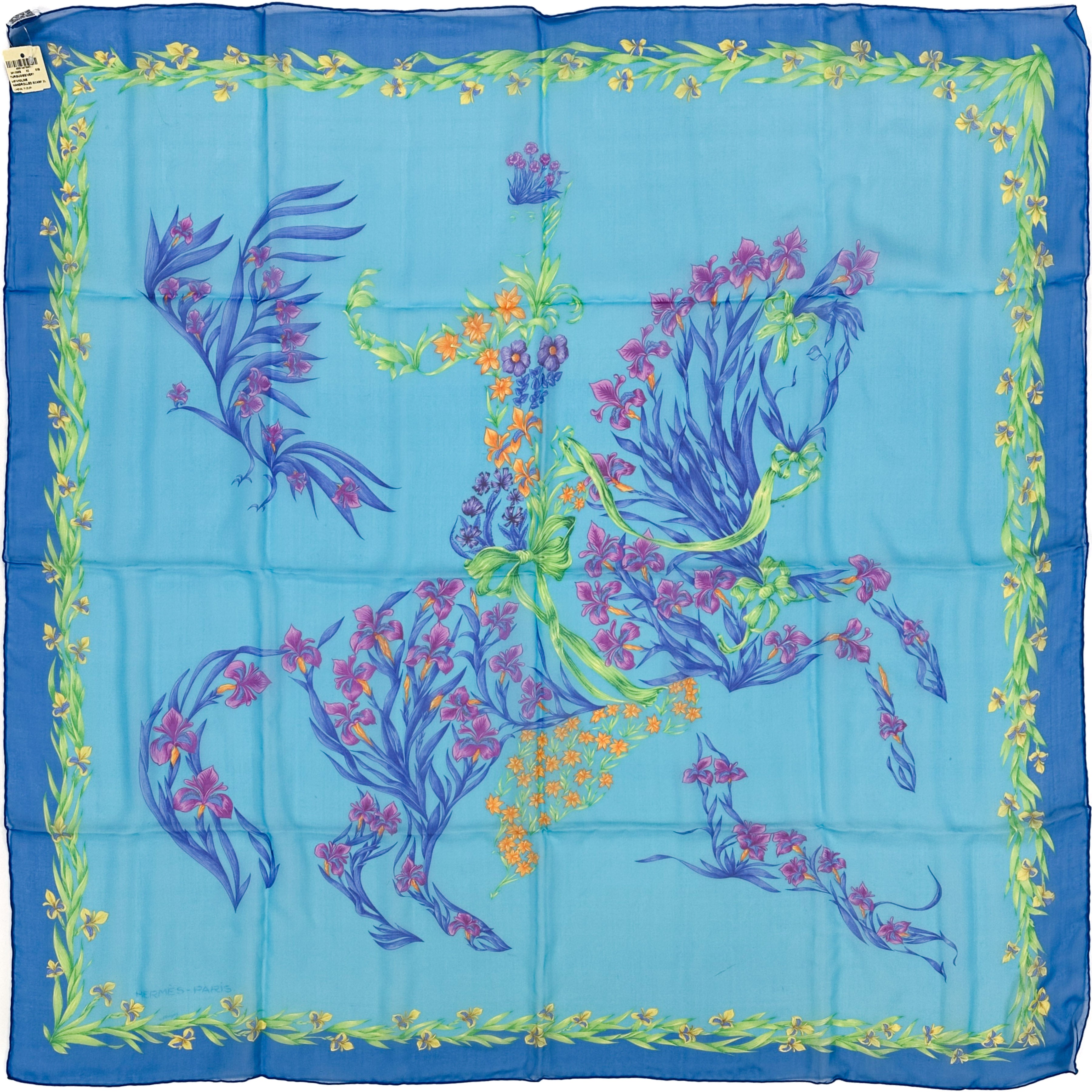 Hermès Cheval Fleuri Mousseline 90