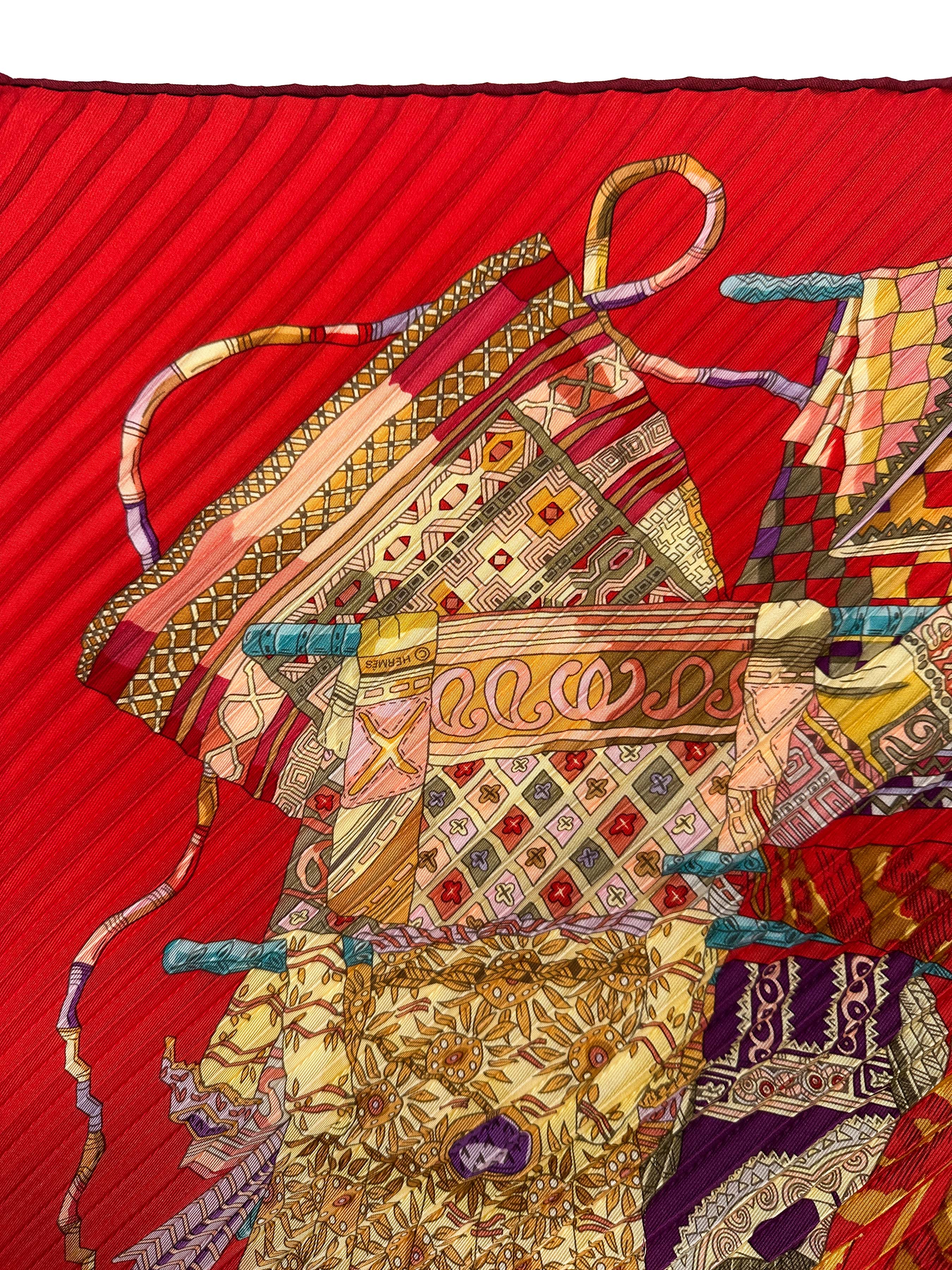 HERMES エルメス　大判ストールカシシル　VOYAGE EN ETOFFES Hermès Voyage en Étoffes Plissé 90