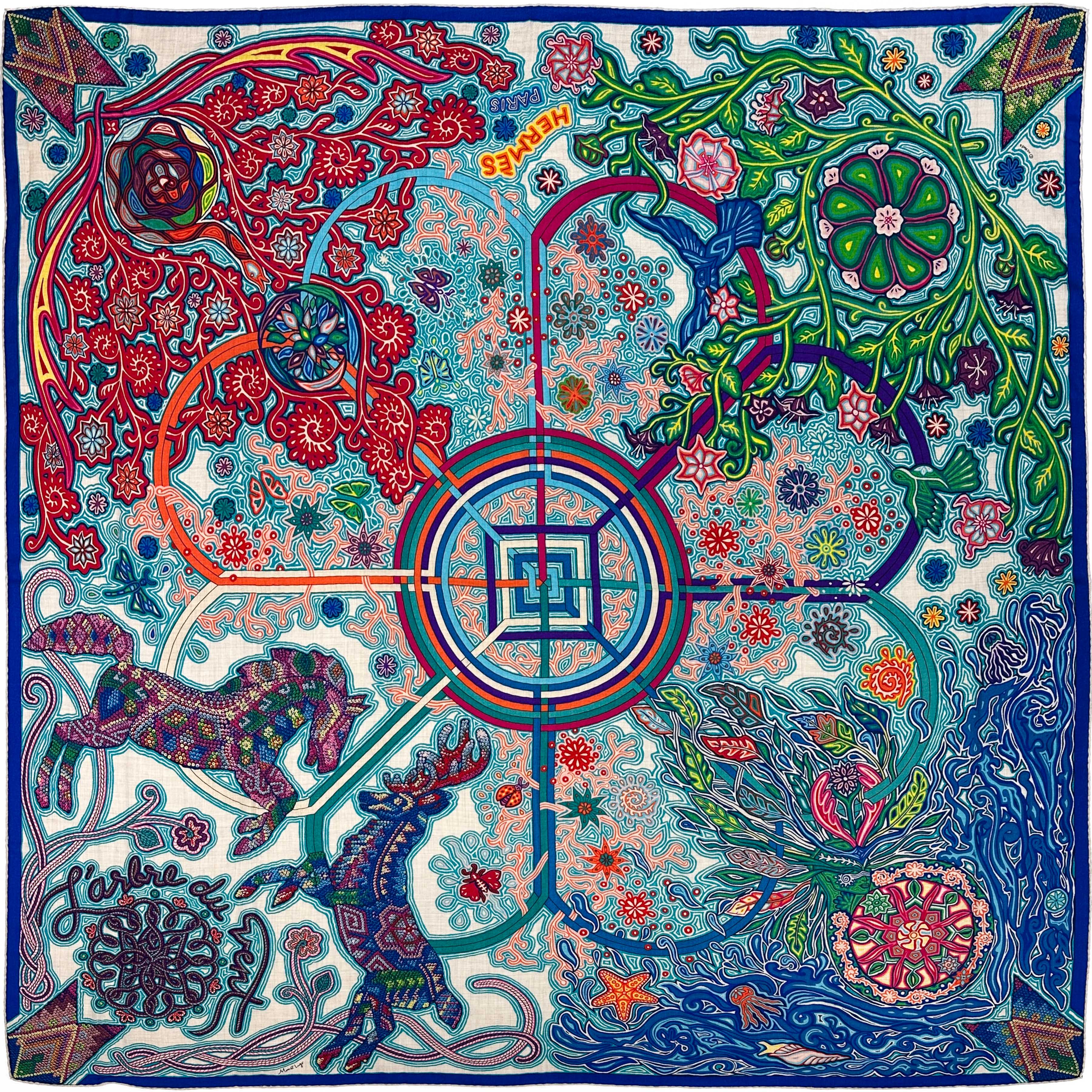 Hermès L'Arbre du Vent Cashmere Silk 140