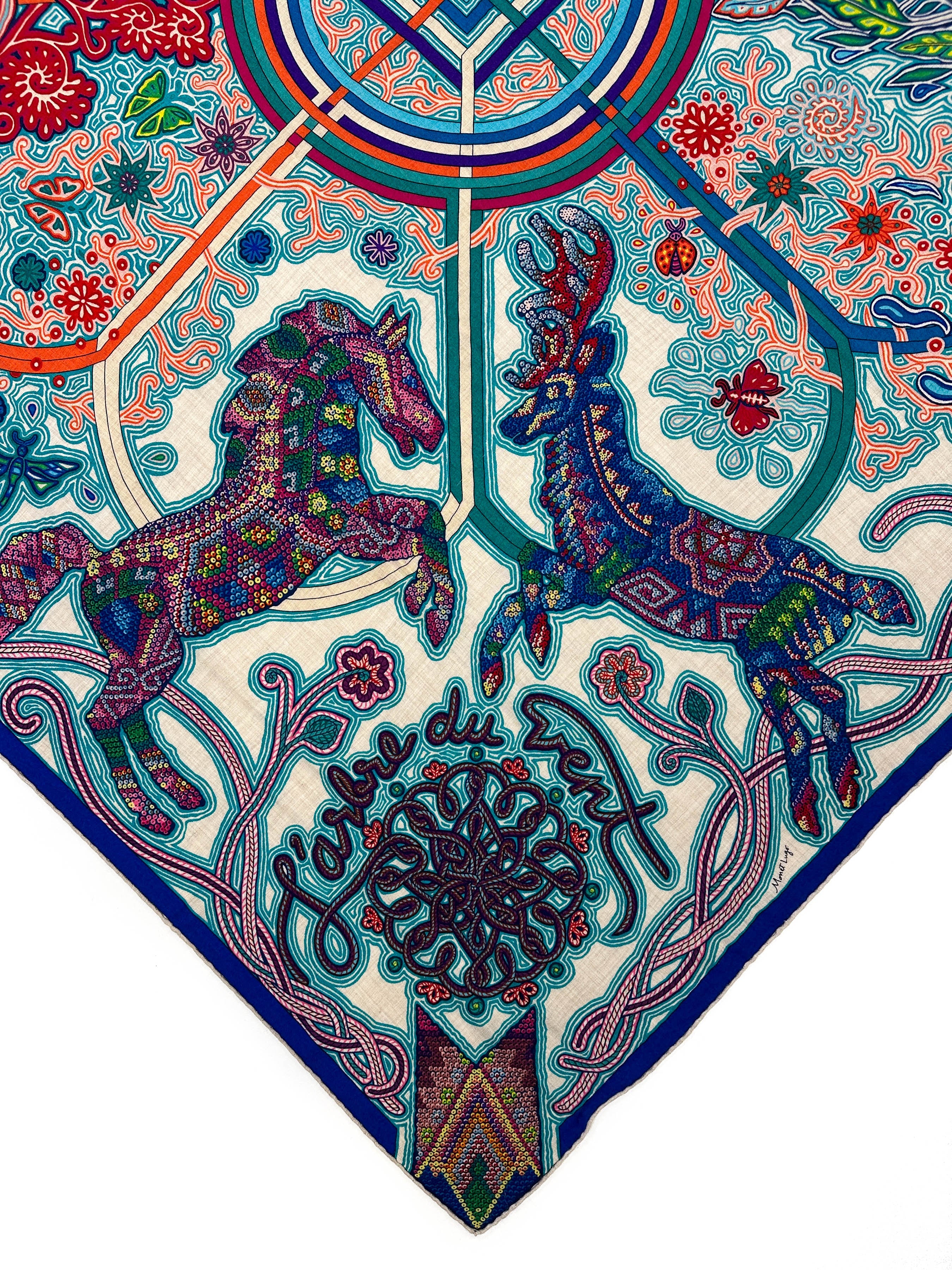 Hermès L'Arbre du Vent Cashmere Silk 140