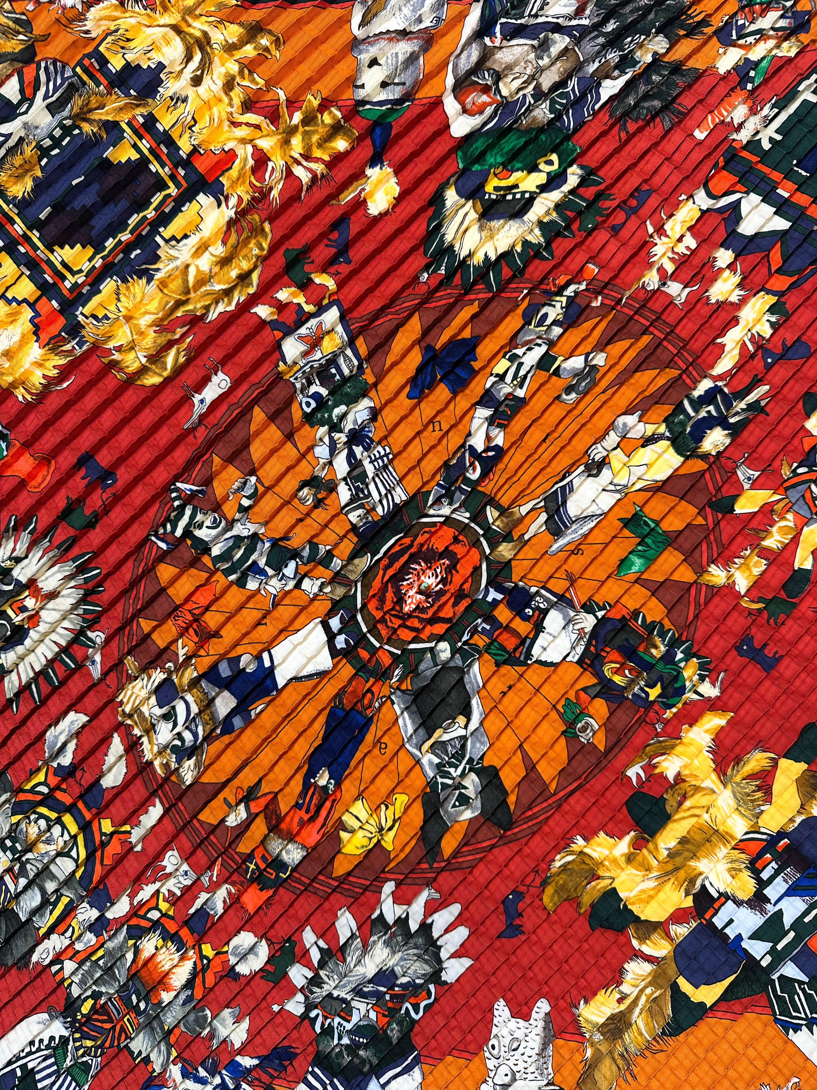 Hermès Kachinas Mosaic Plissé 90