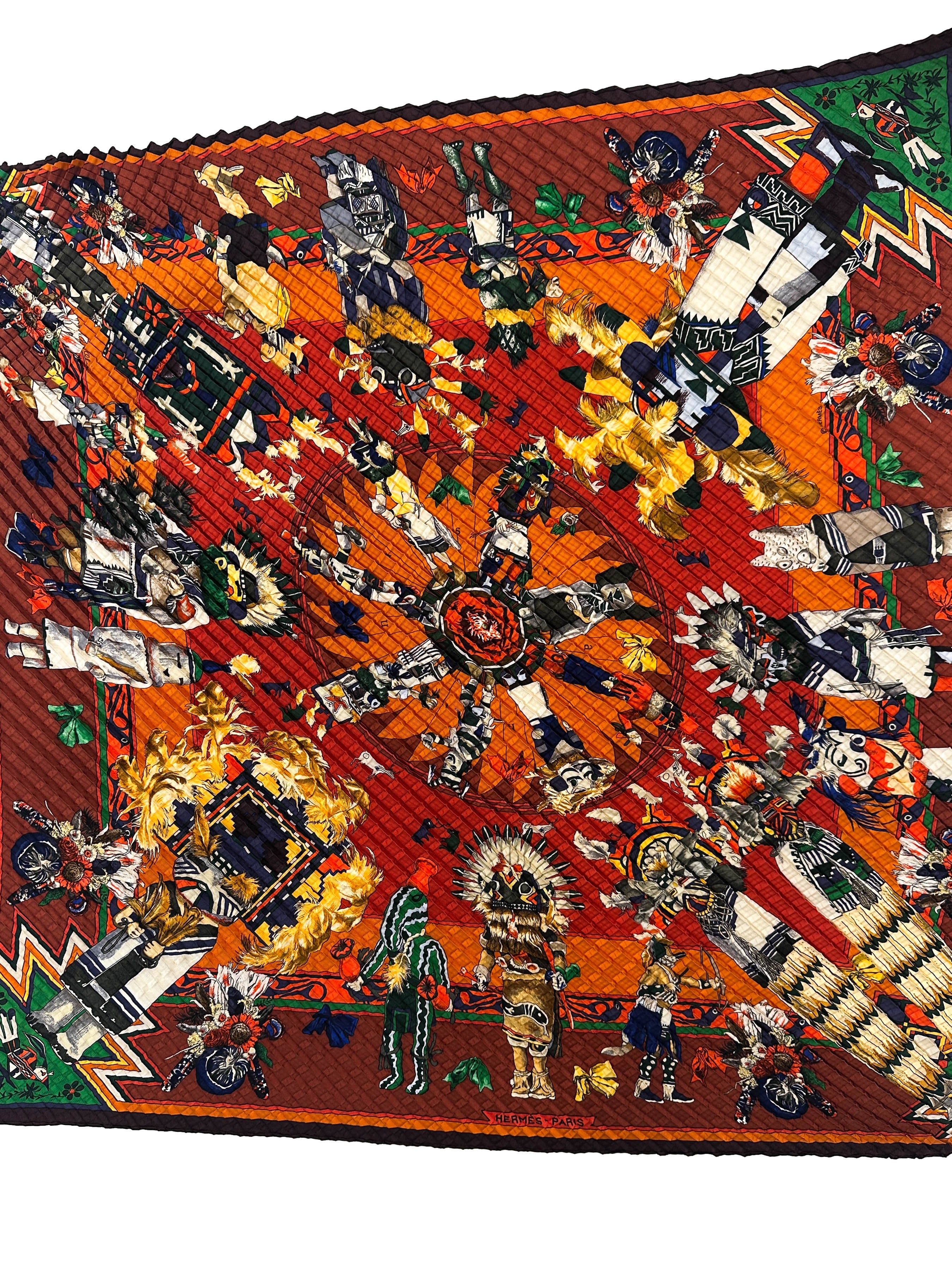 Hermès Kachinas Mosaic Plissé 90