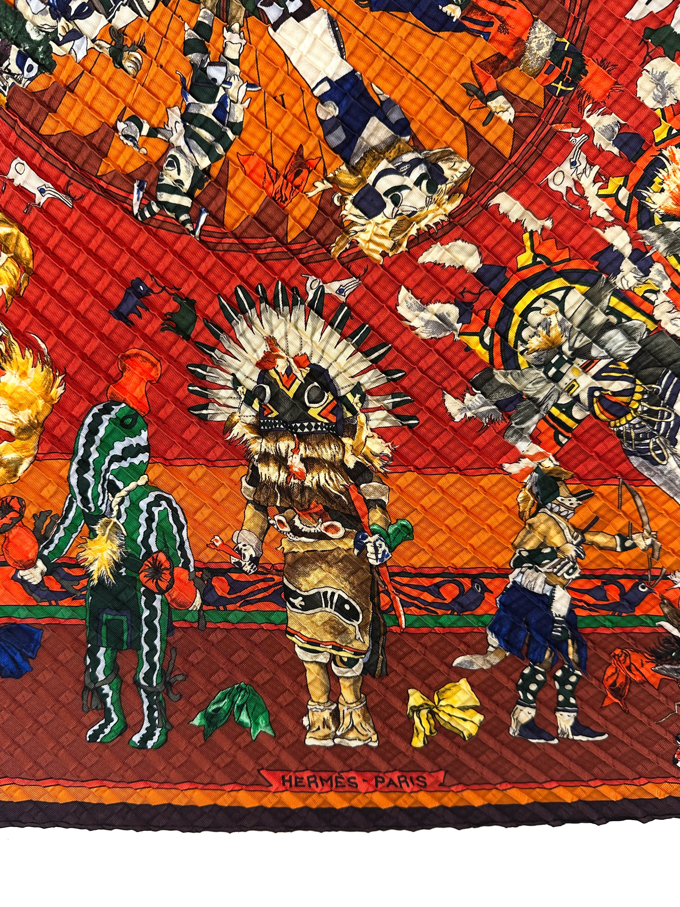 Hermès Kachinas Mosaic Plissé 90