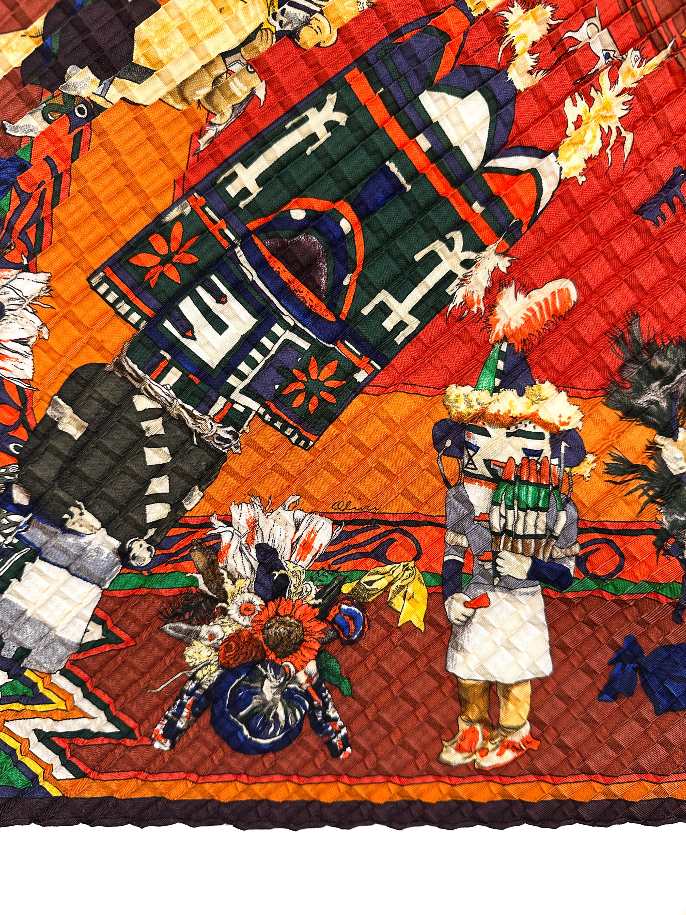 Hermès Kachinas Mosaic Plissé 90