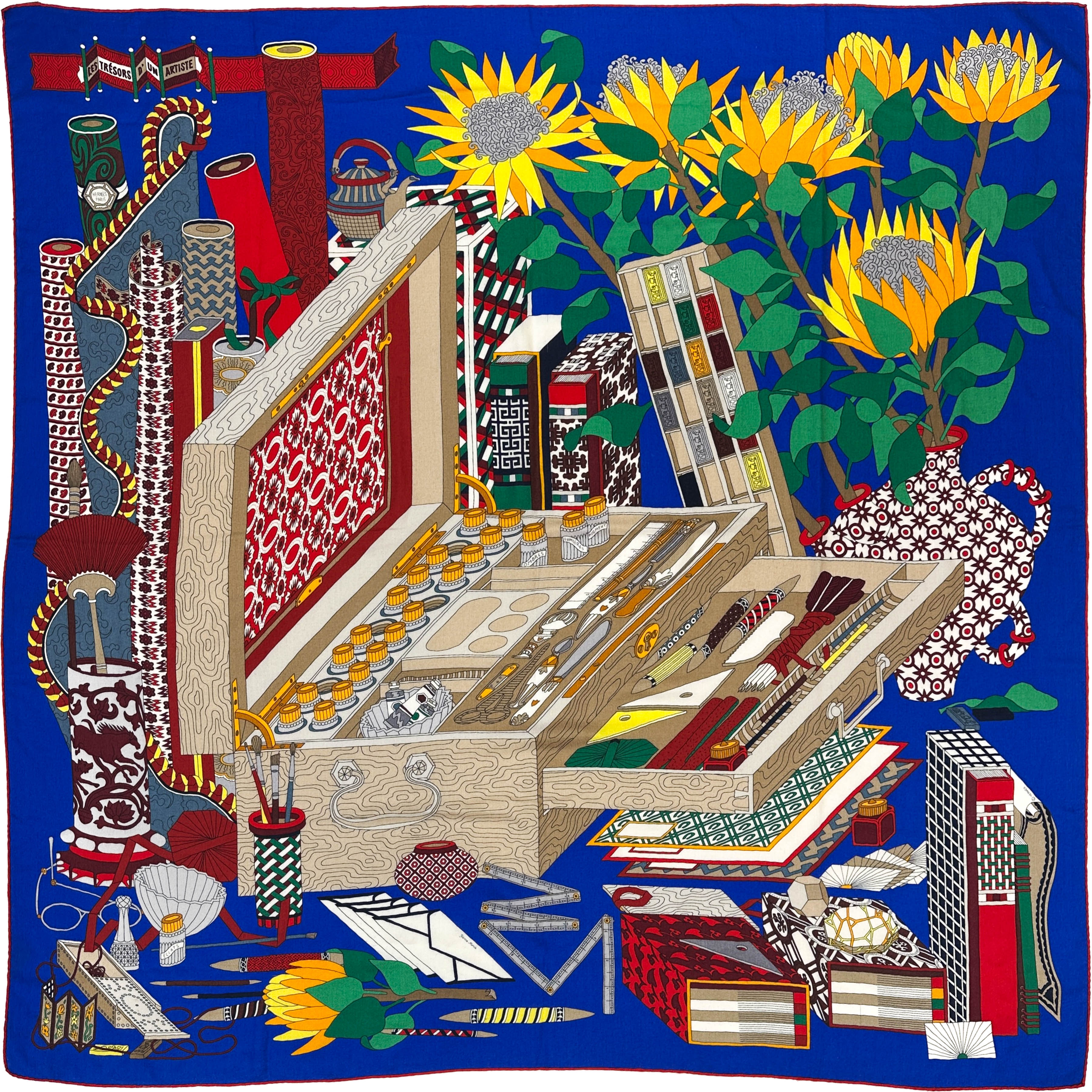 Hermès Les Trésors d'un Artiste Cashmere Silk 140