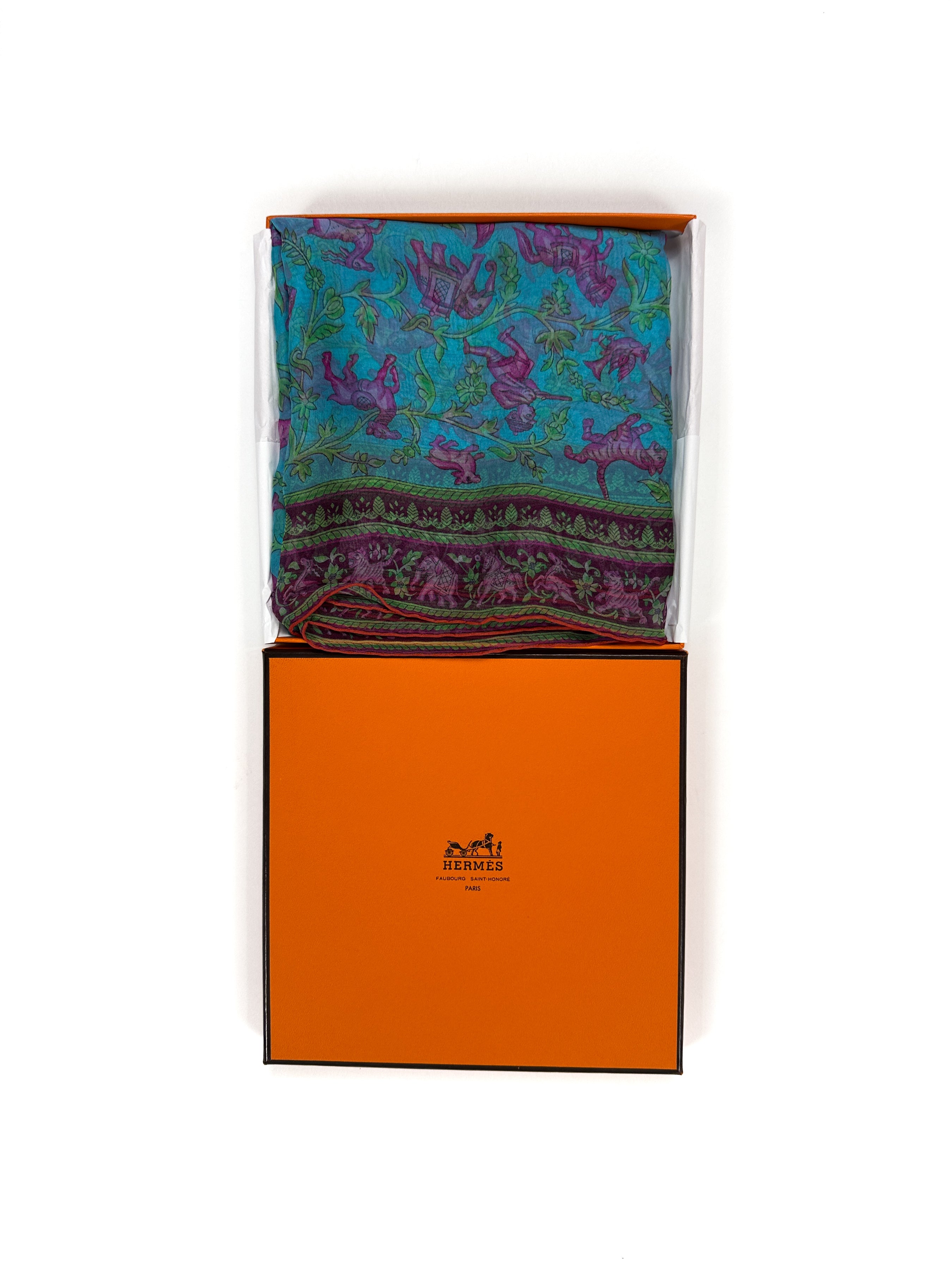 Hermès Chasse en Inde Mousseline Shawl