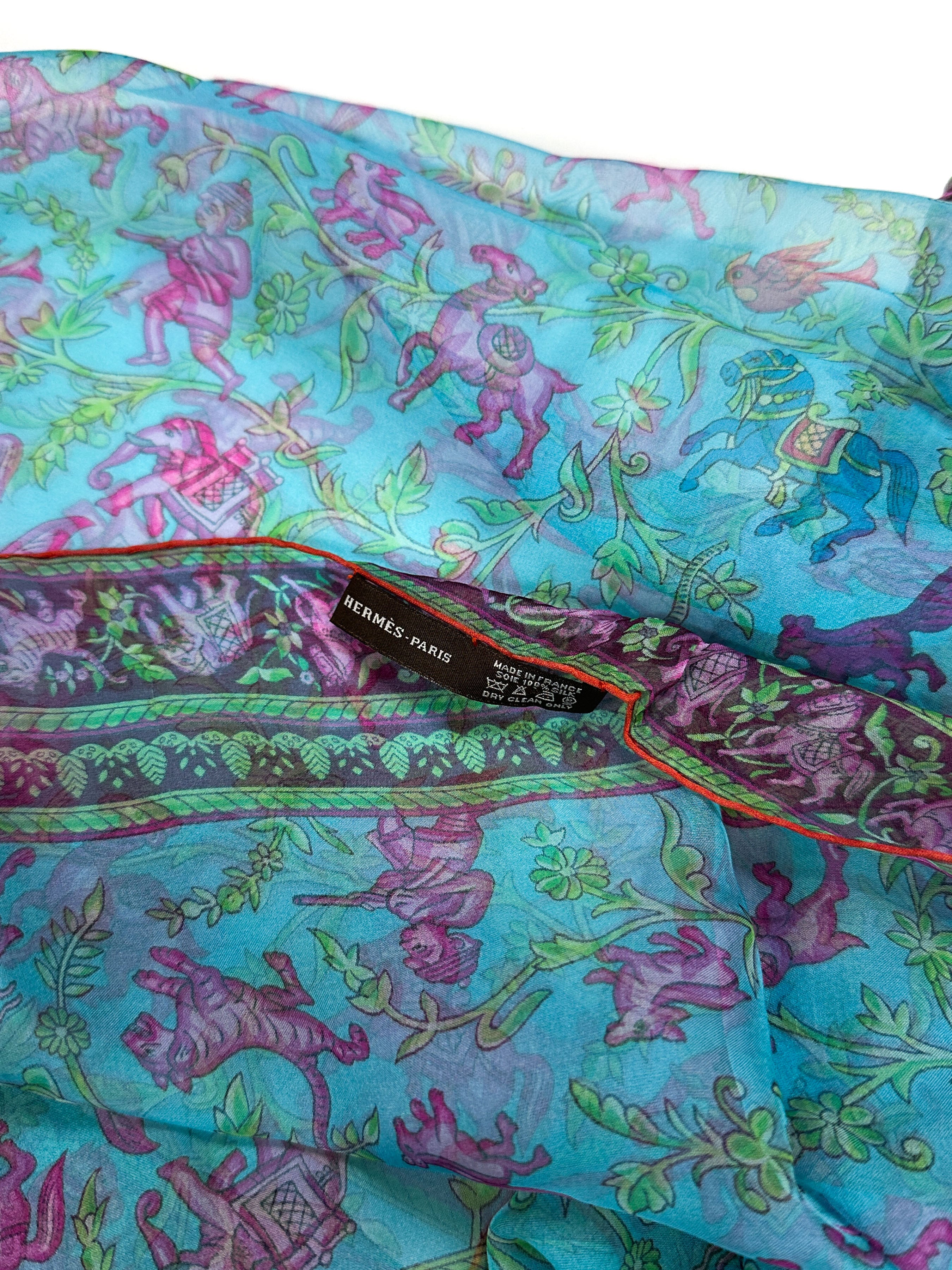 Hermès Chasse en Inde Mousseline Shawl