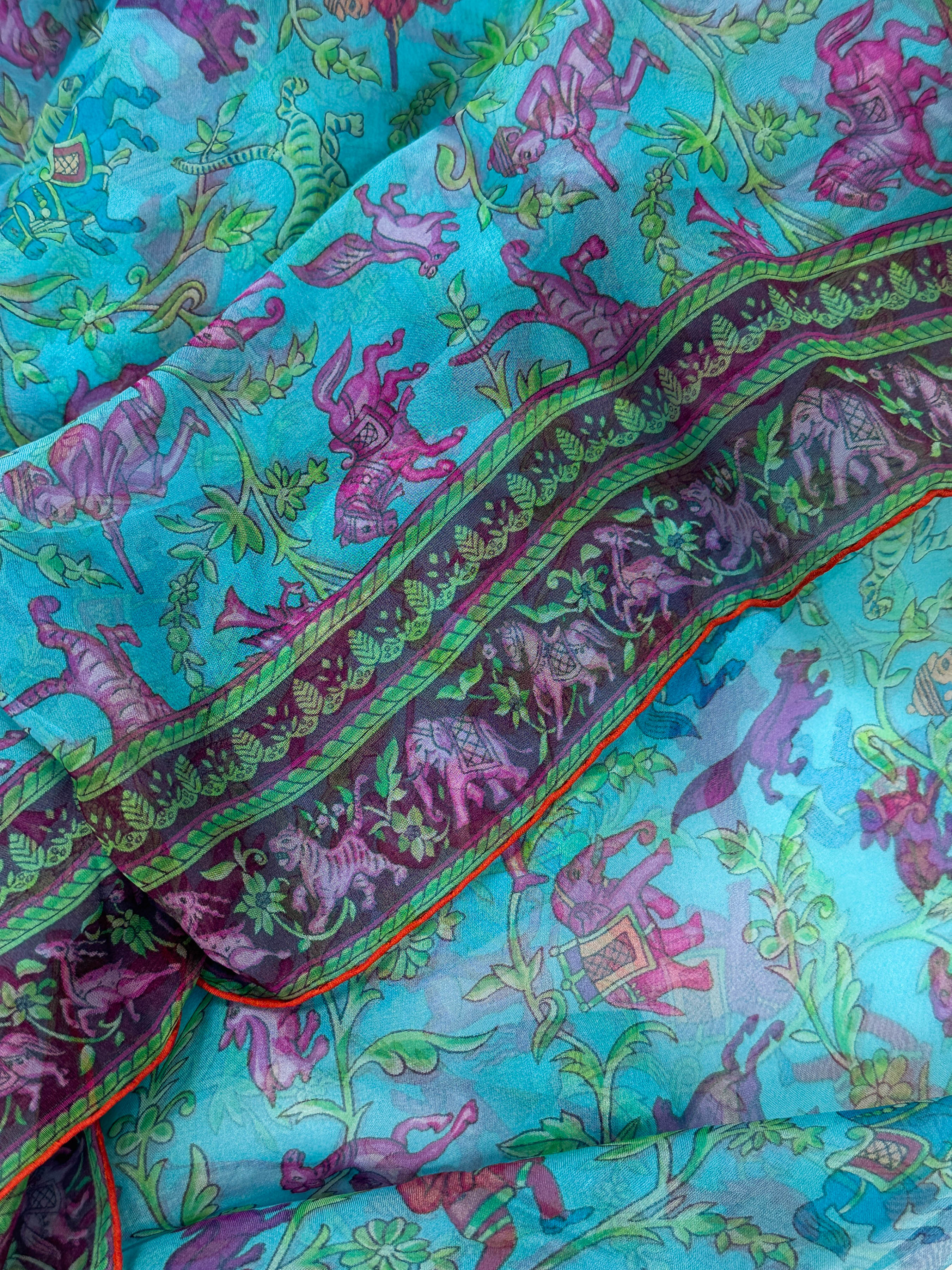 Hermès Chasse en Inde Mousseline Shawl