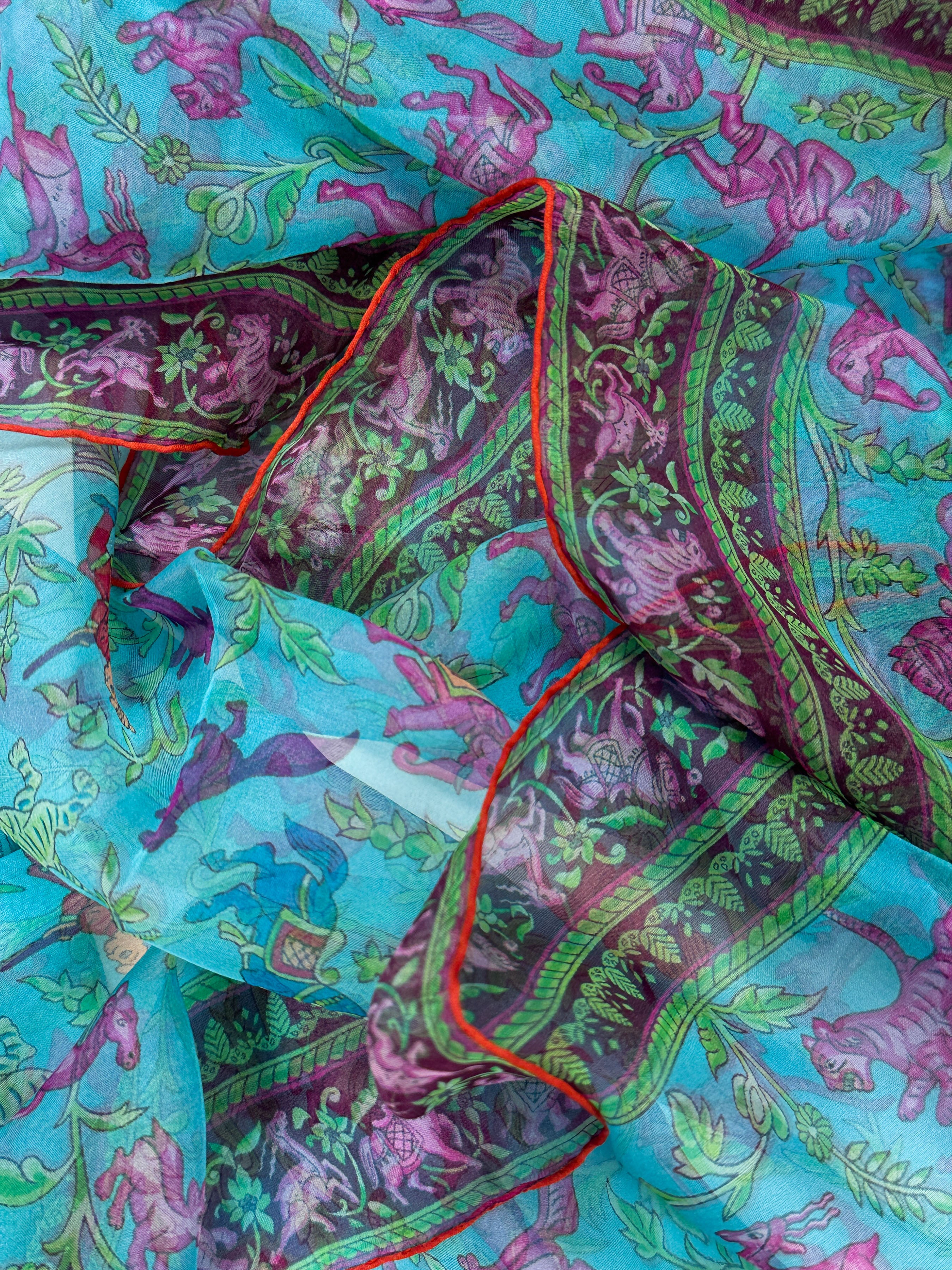 Hermès Chasse en Inde Mousseline Shawl