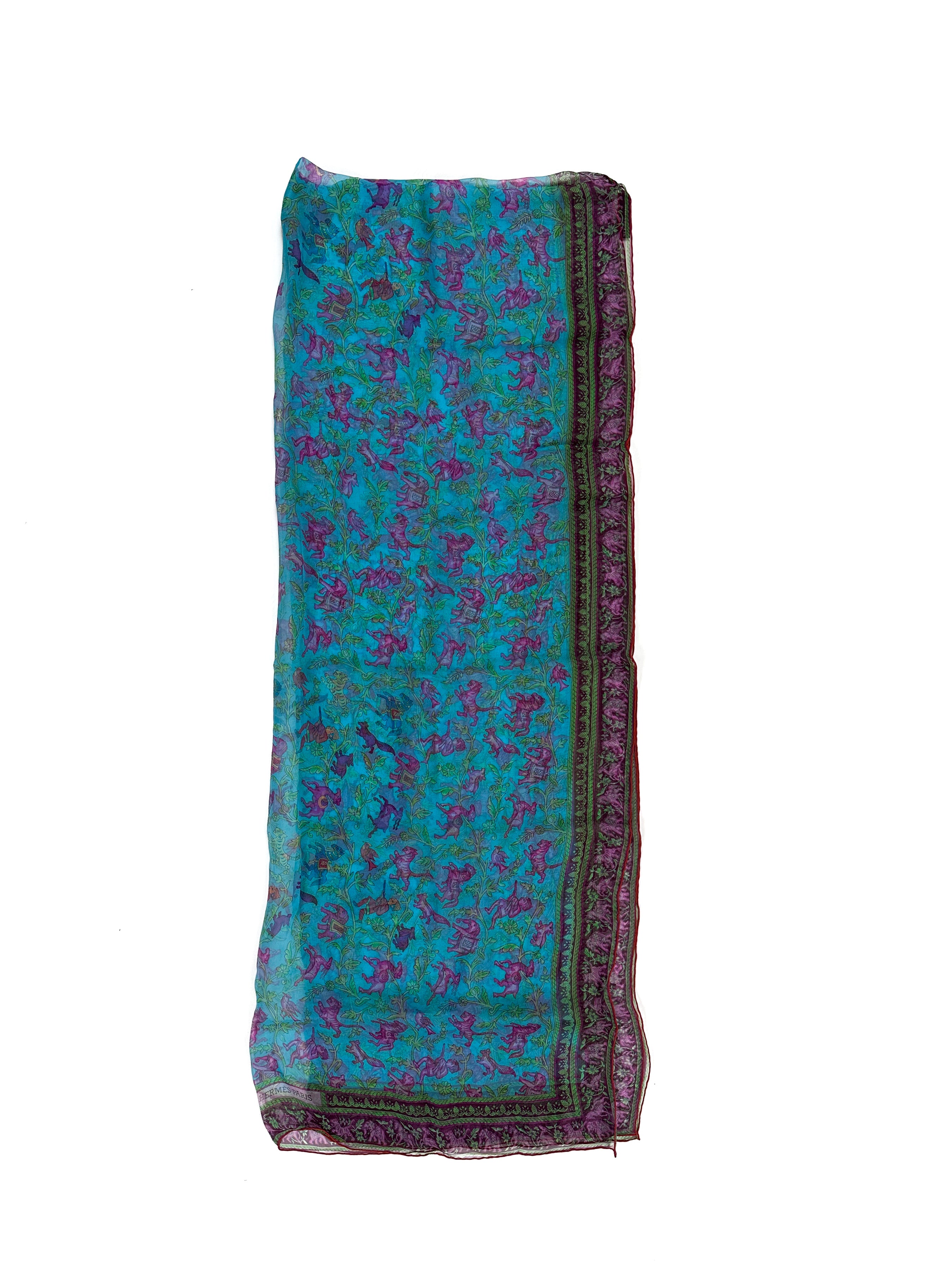 Hermès Chasse en Inde Mousseline Shawl