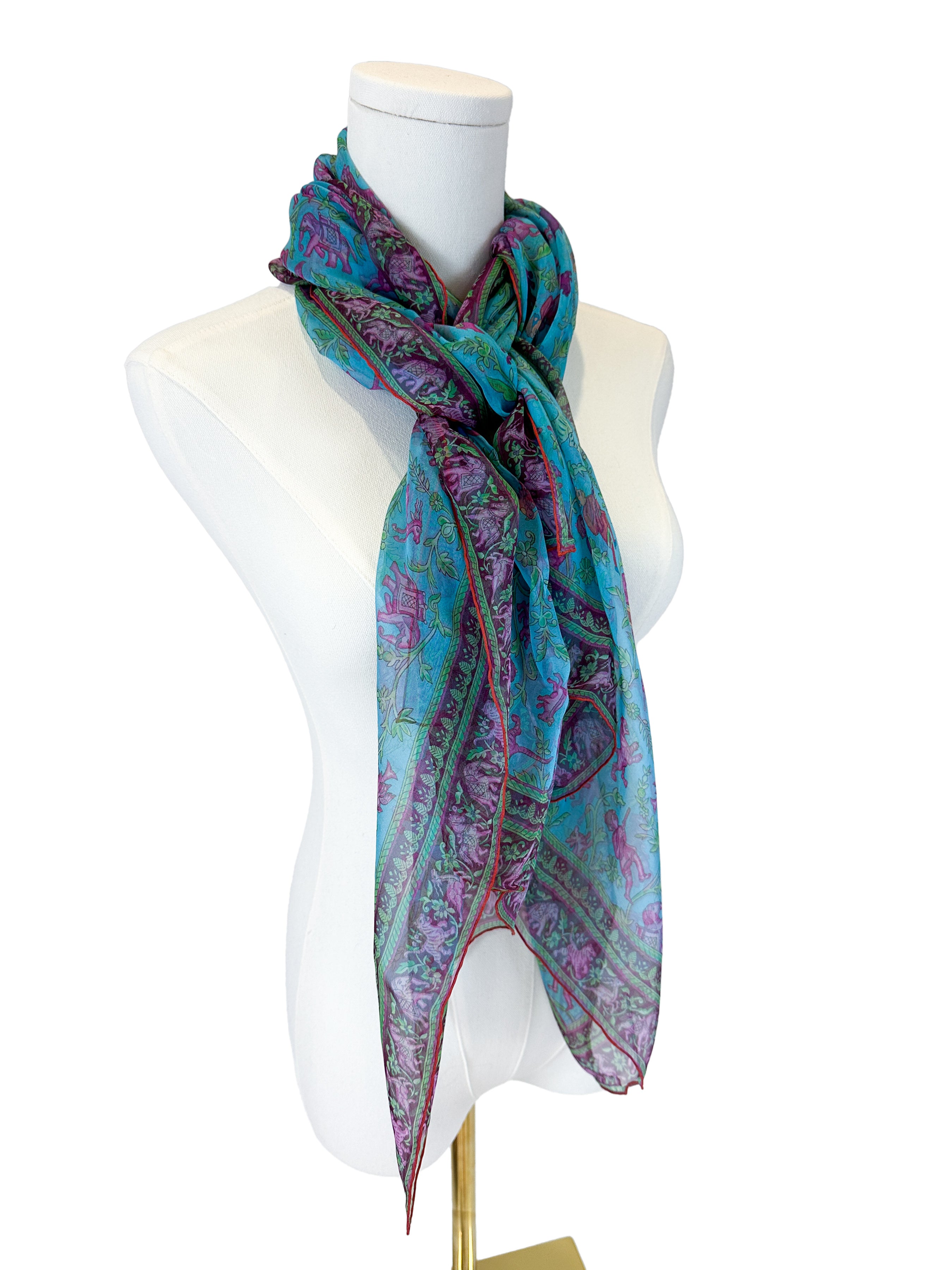 Hermès Chasse en Inde Mousseline Shawl