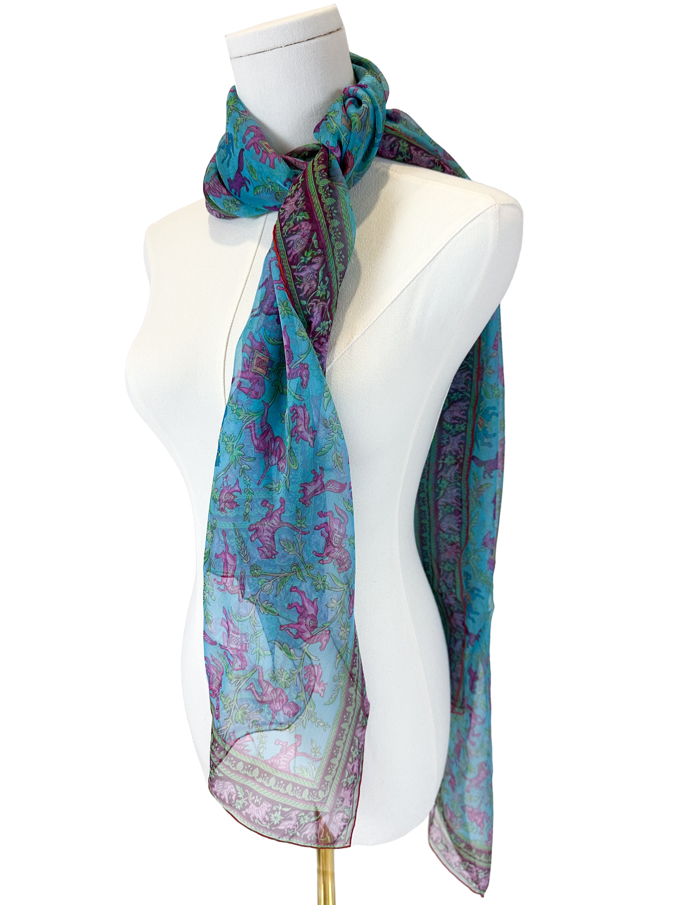 Hermès Chasse en Inde Mousseline Shawl