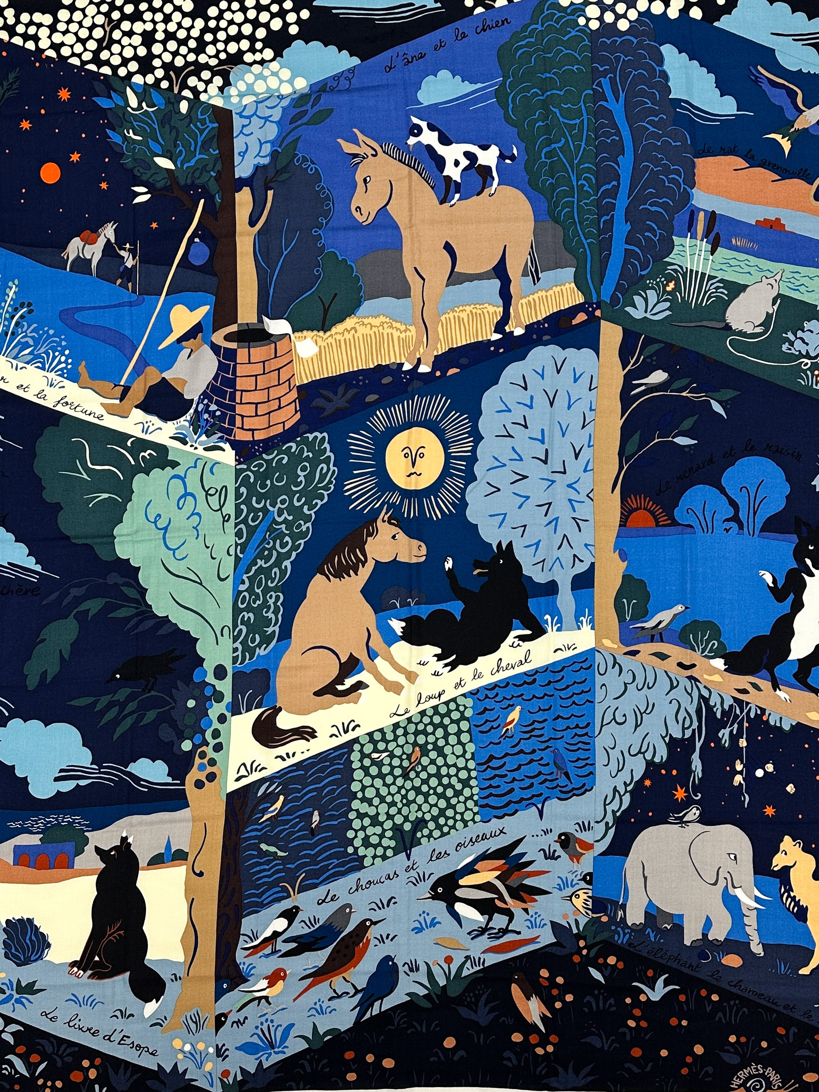 Hermès Le Livre d'Esope Cashmere Silk 140