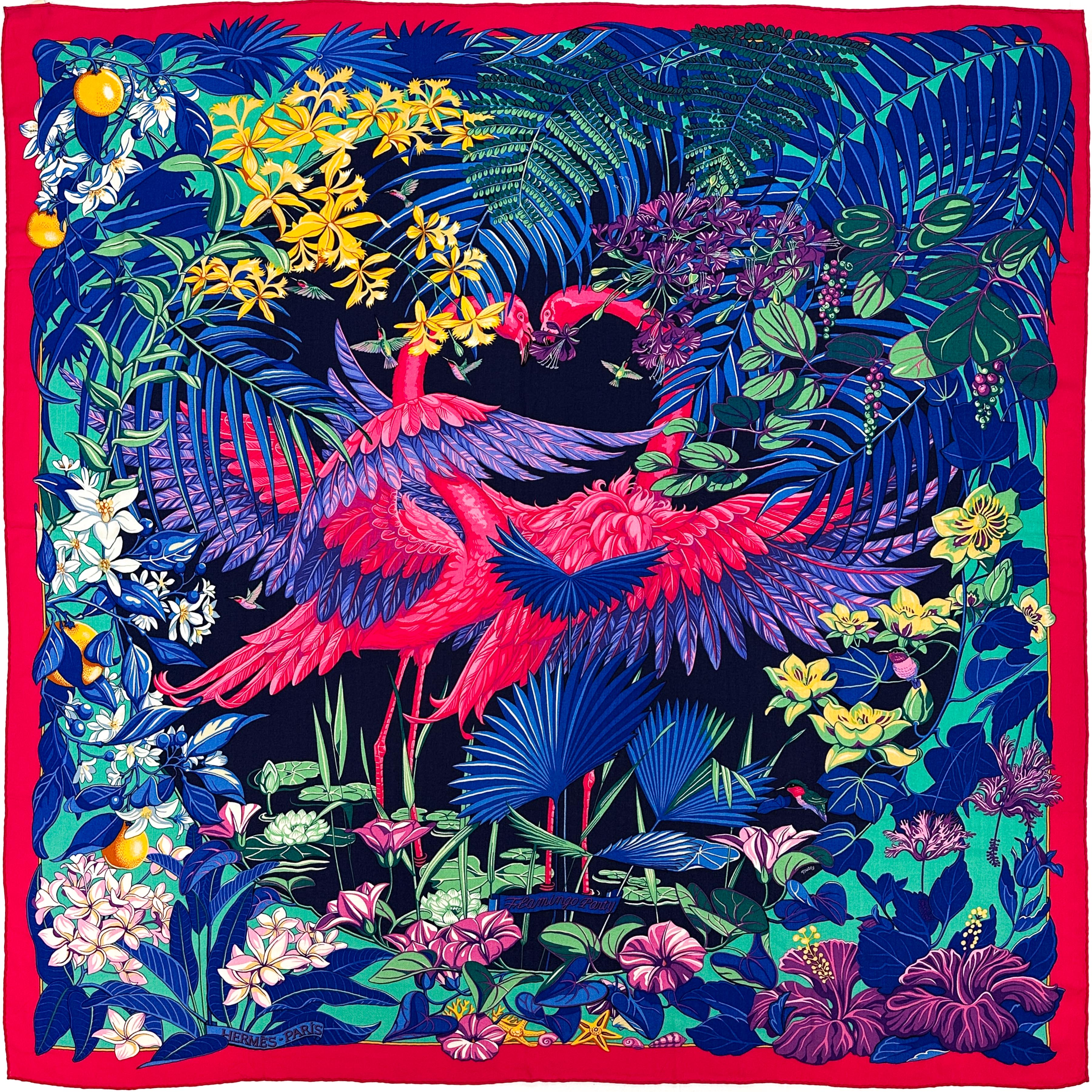 Hermès Flamingo Party Cashmere Silk 140
