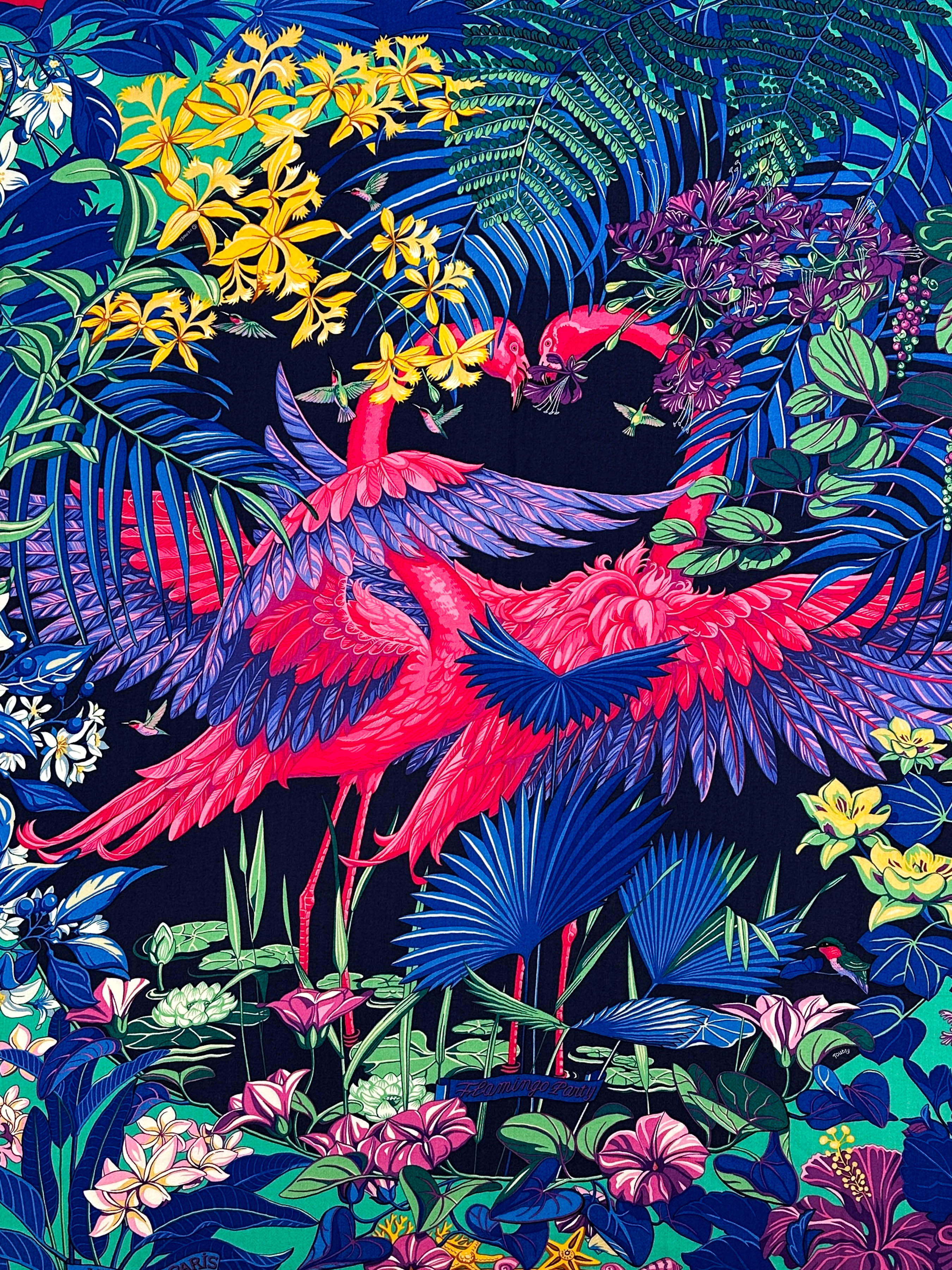Hermès Flamingo Party Cashmere Silk 140