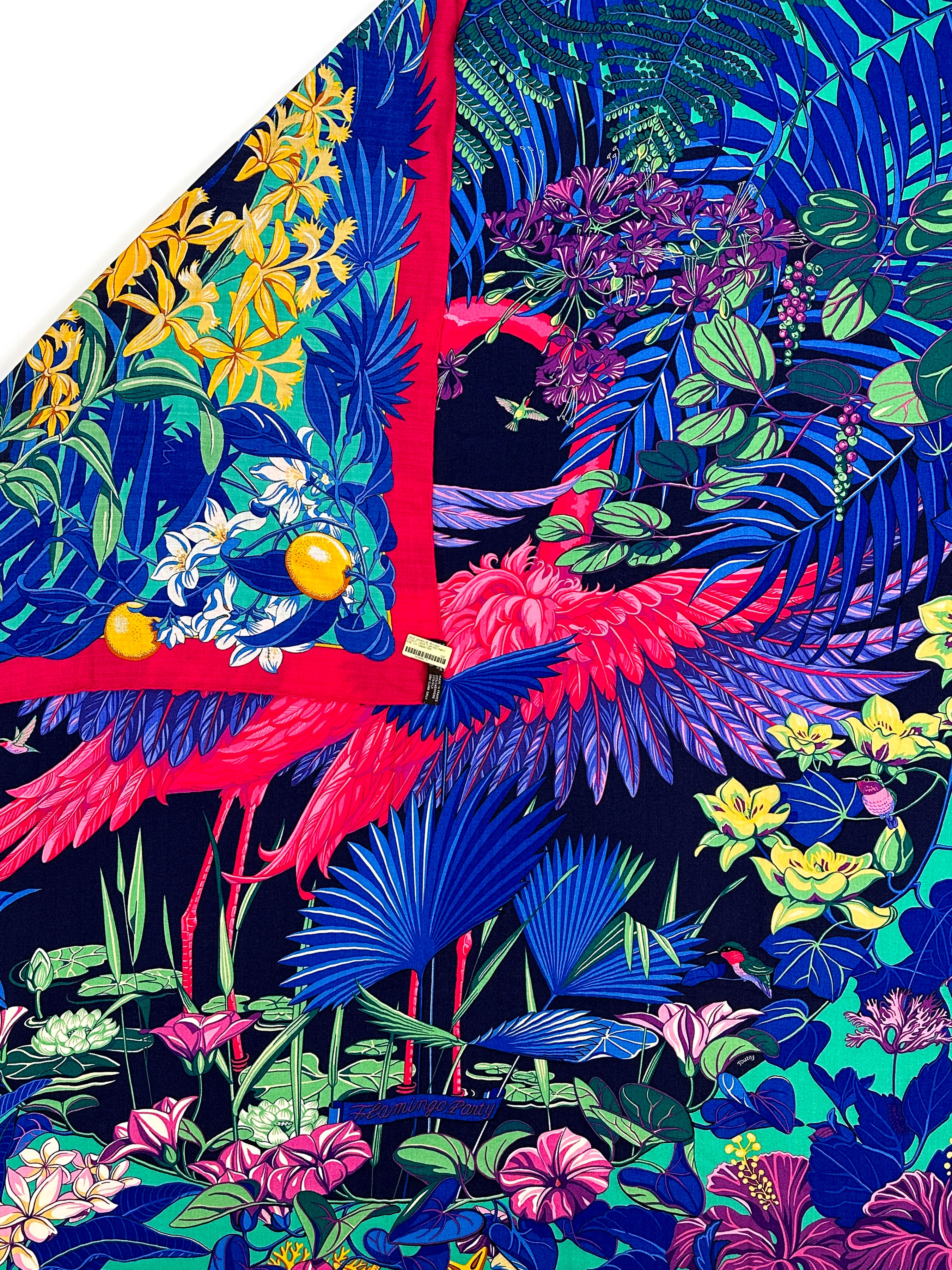 Hermès Flamingo Party Cashmere Silk 140