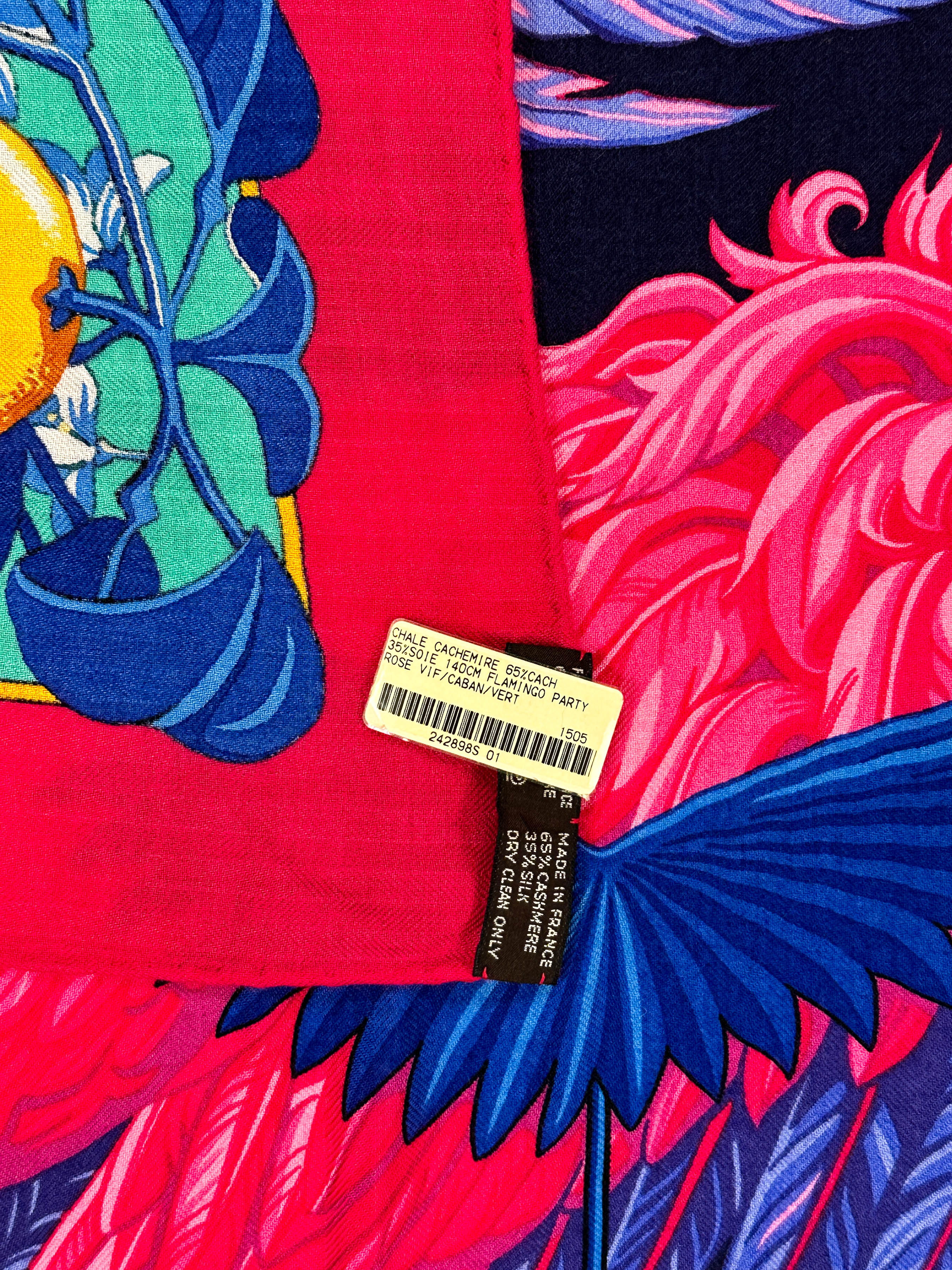 Hermès Flamingo Party Cashmere Silk 140