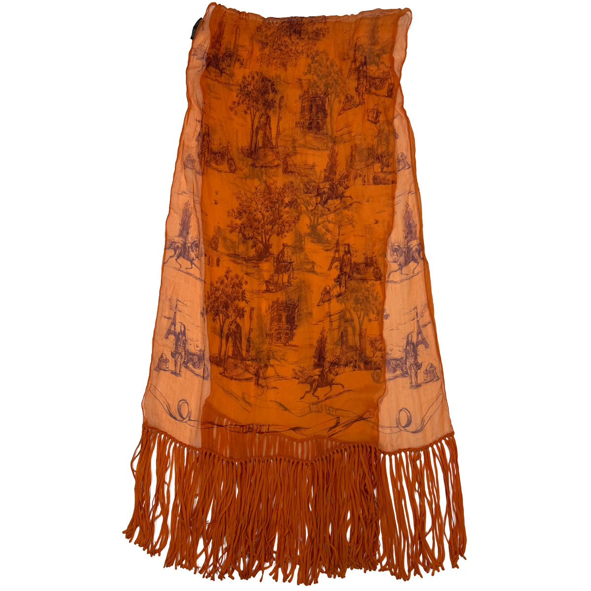 Hermès Toile H Crimped Fringed Shawl