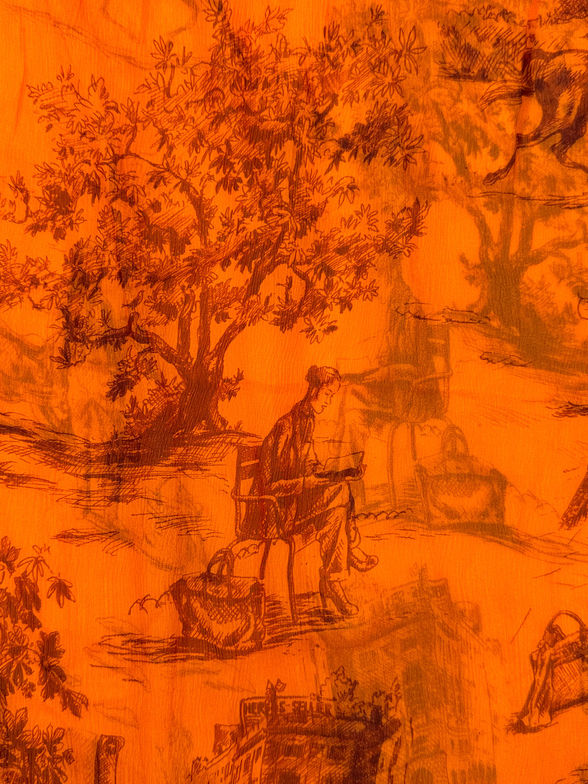 Hermès Toile H Crimped Fringed Shawl