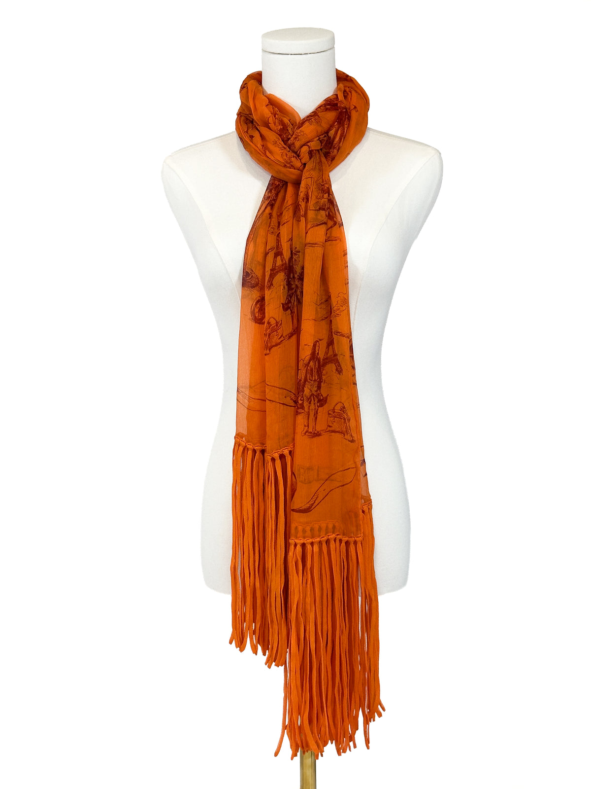 Hermès Toile H Crimped Fringed Shawl