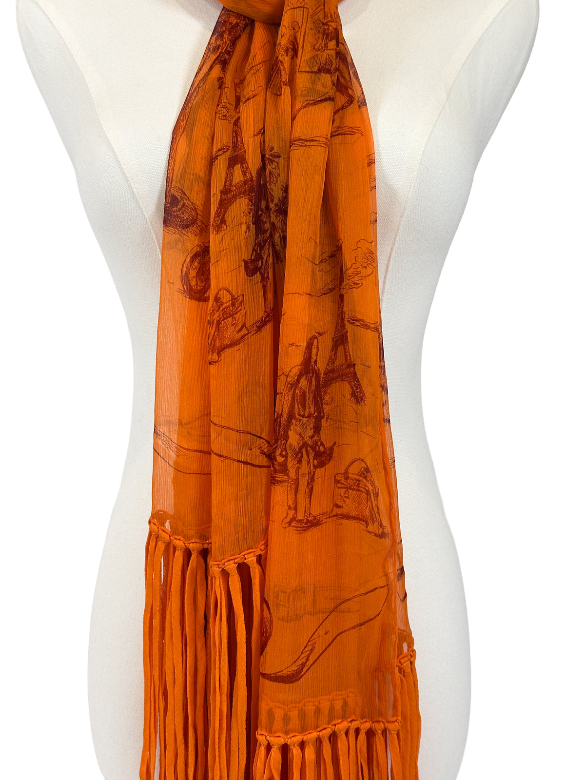 Hermès Toile H Crimped Fringed Shawl