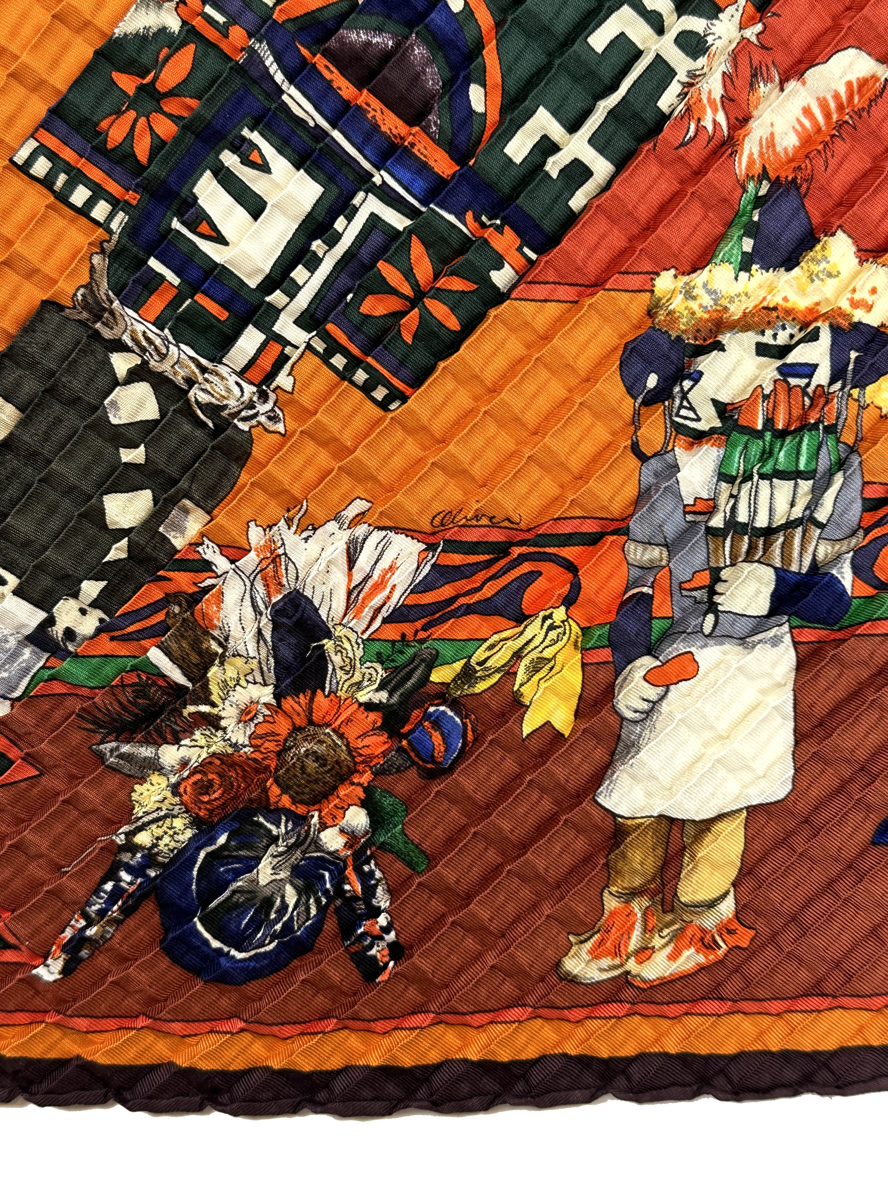 Hermès Kachinas Mosaic Plissé 90