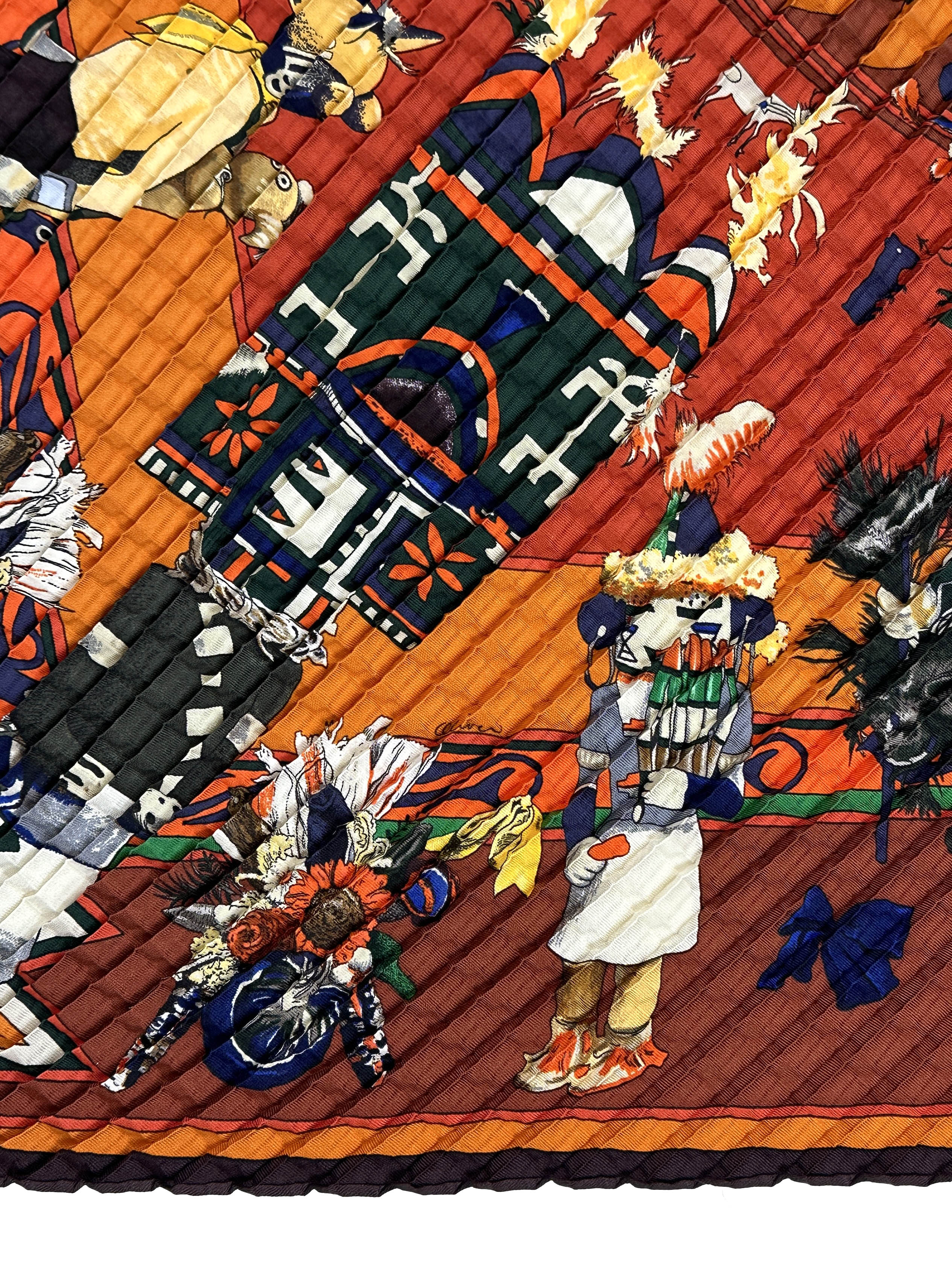 Hermès Kachinas Mosaic Plissé 90