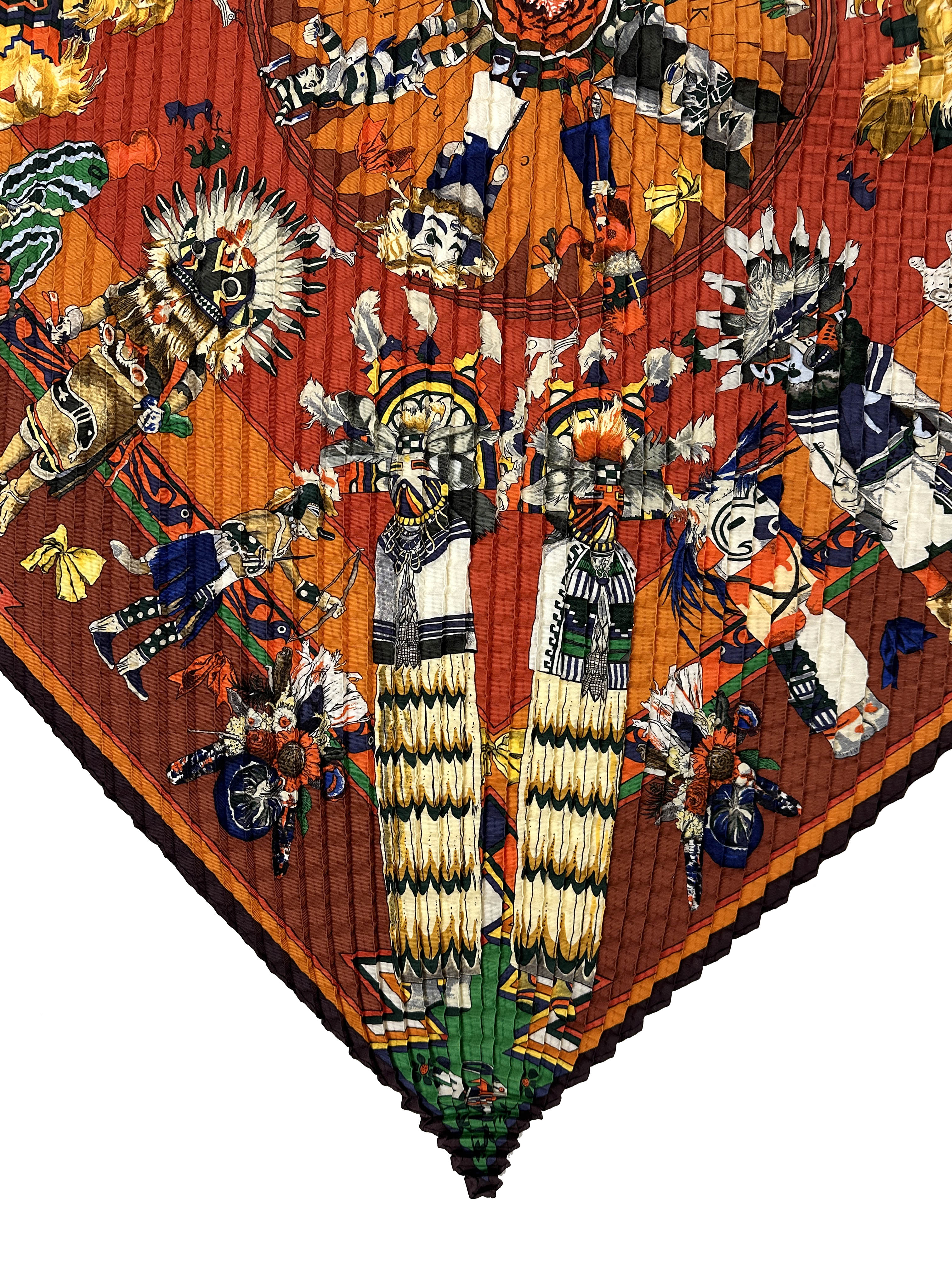 Hermès Kachinas Mosaic Plissé 90