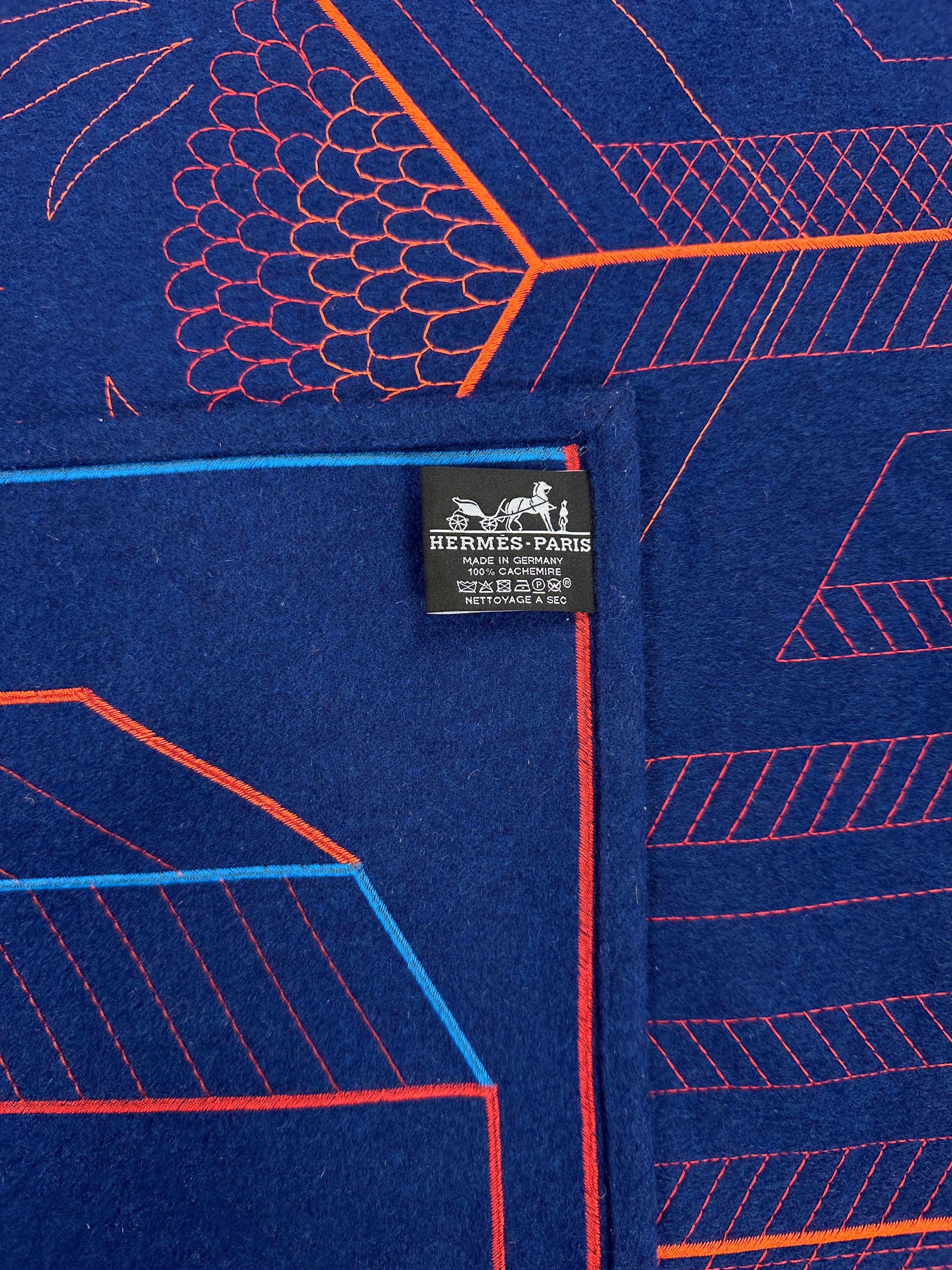 Hermès Les Cavaliers Embroidered Cashmere Blanket