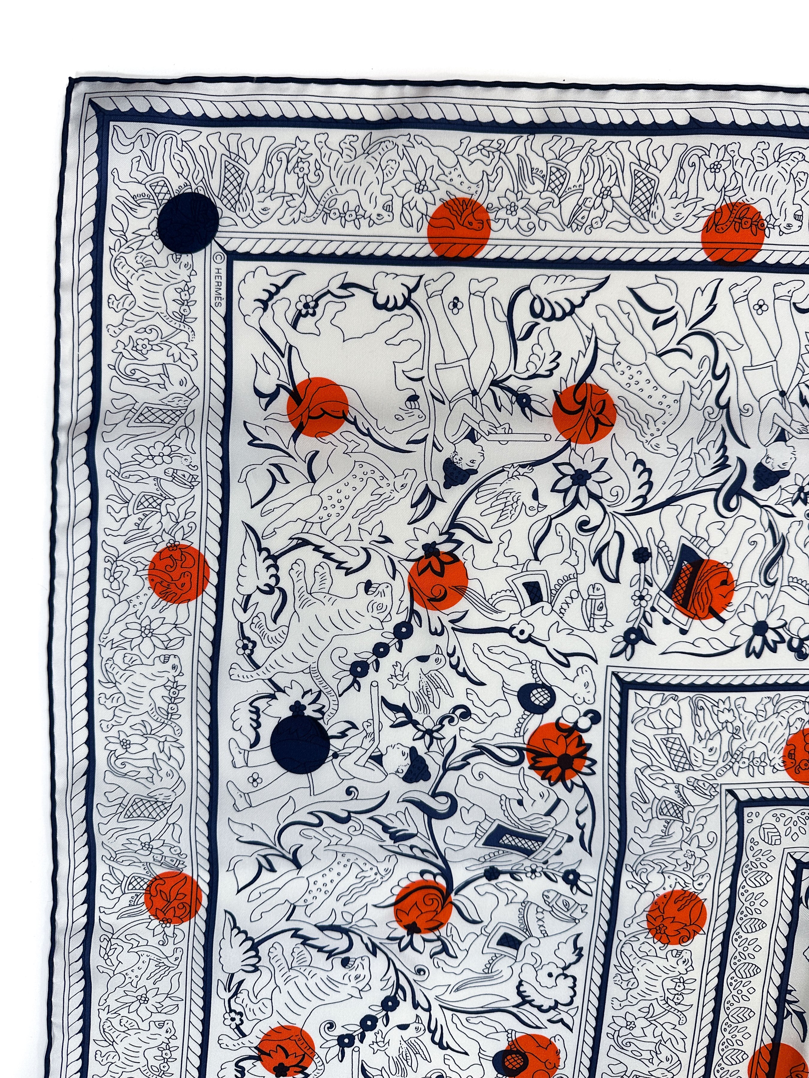 Hermès Chasse en Inde au Pois Silk 140