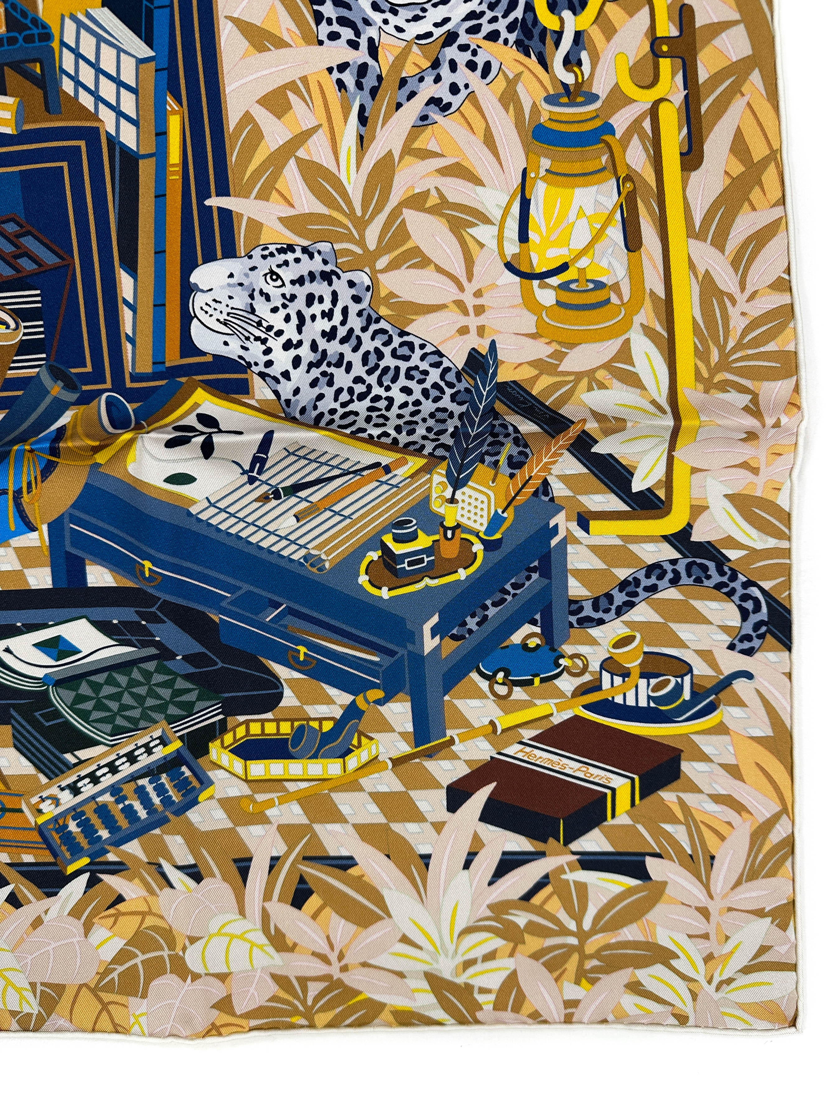 Hermès Douze Leopards Double Face 90