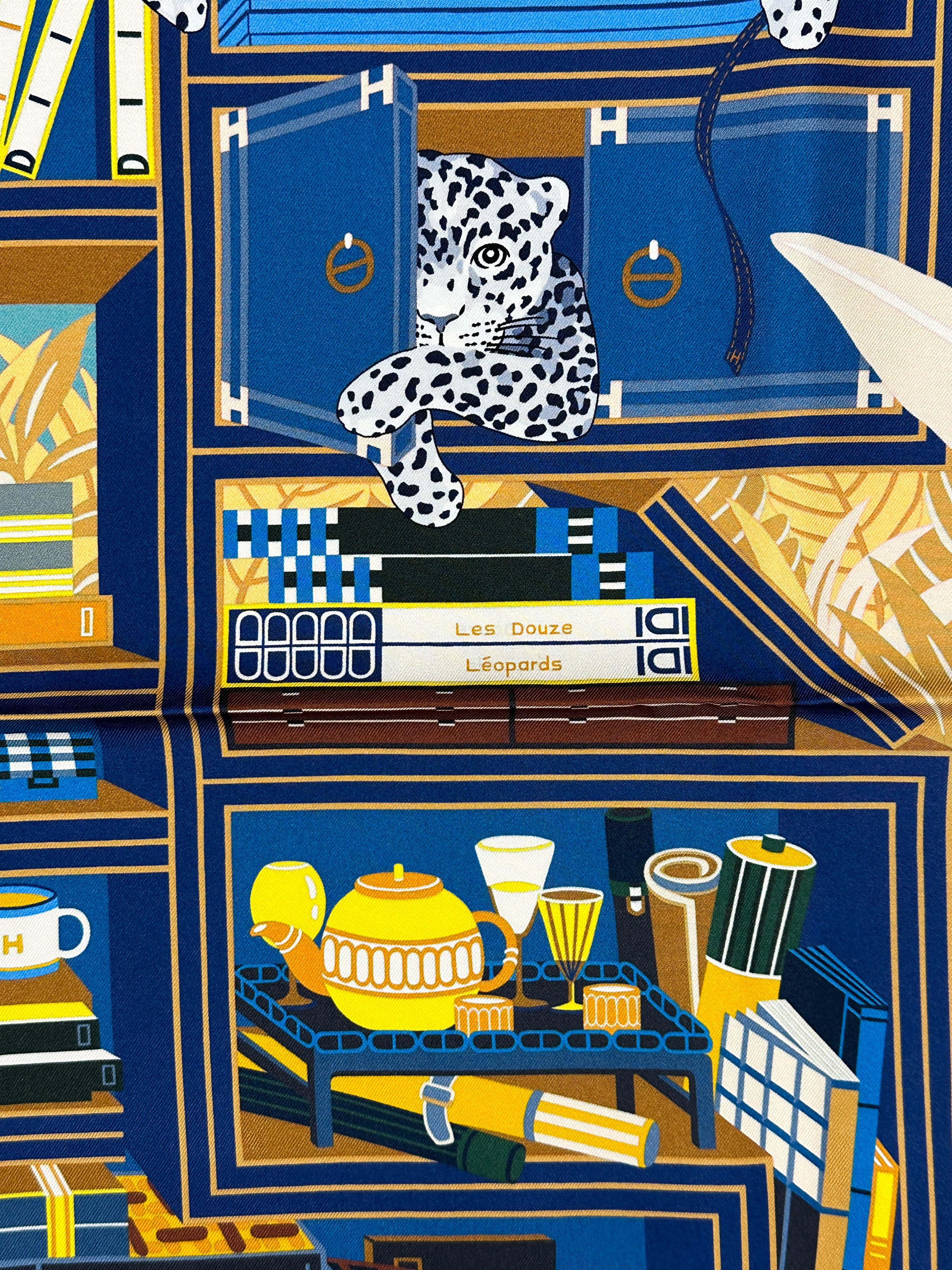 Hermès Douze Leopards Double Face 90