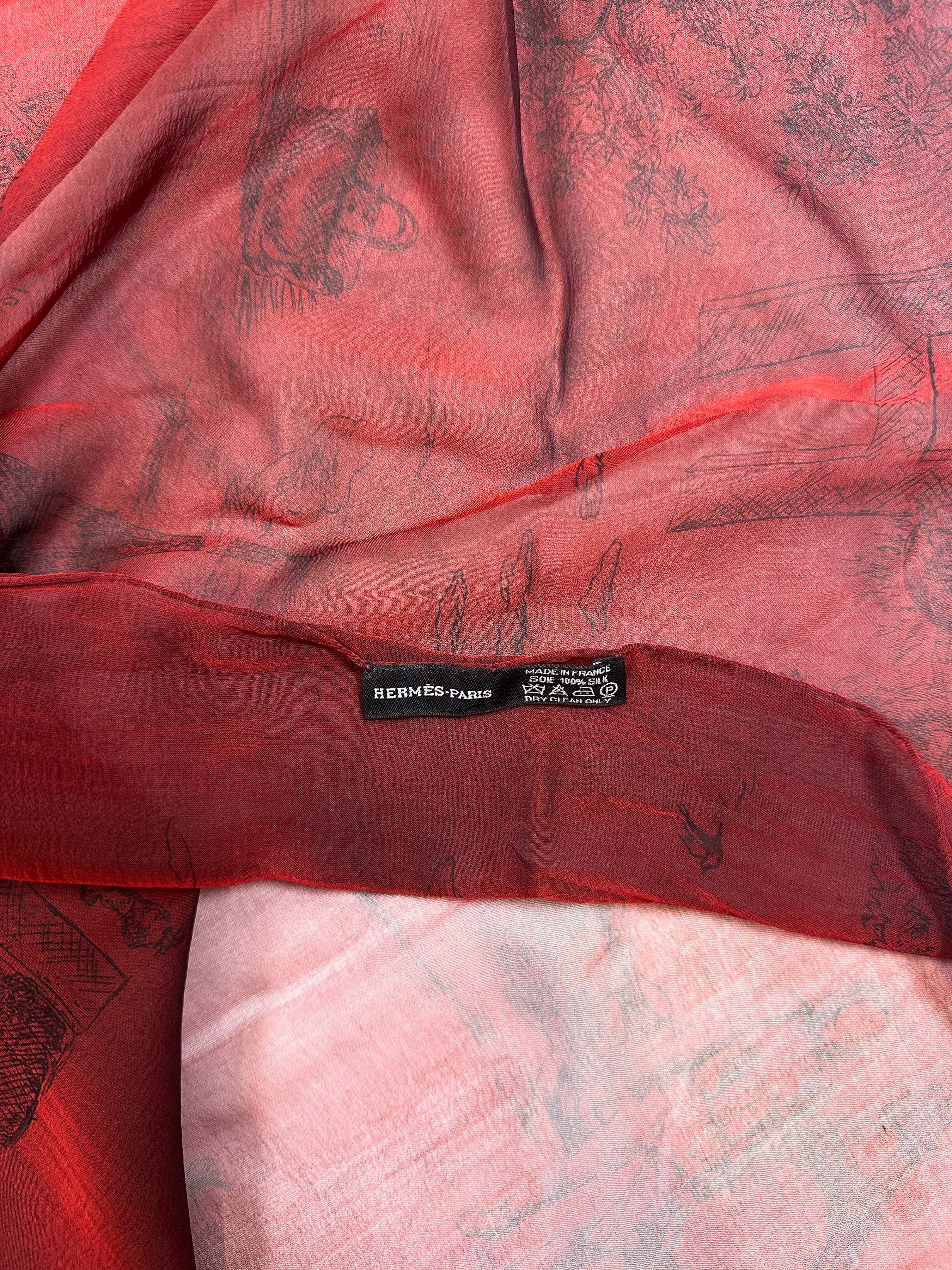 Hermès Toile de Jouy Changeant Mousseline Shawl
