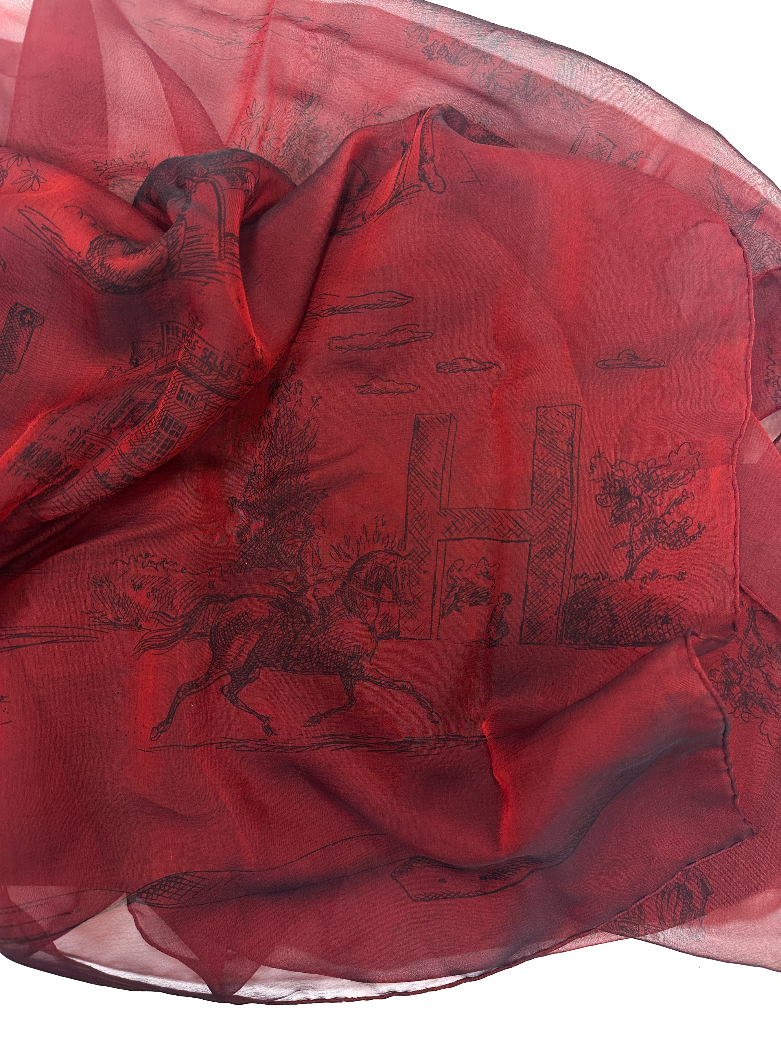 Hermès Toile de Jouy Changeant Mousseline Shawl