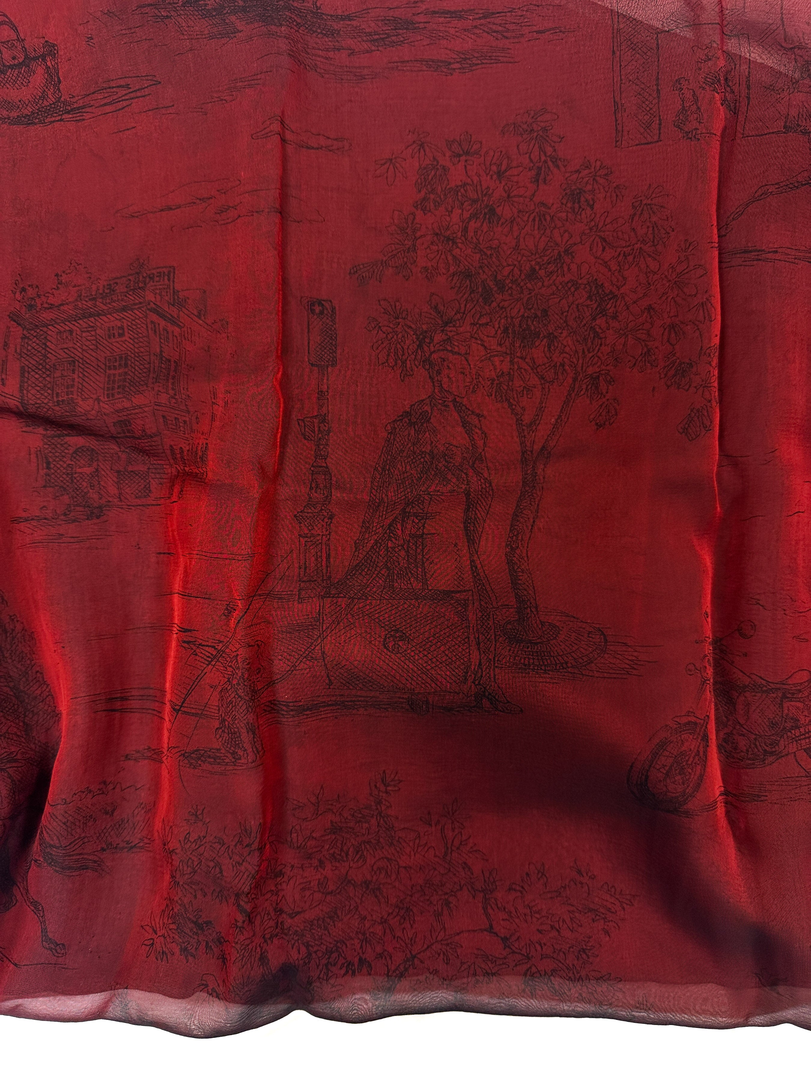 Hermès Toile de Jouy Changeant Mousseline Shawl
