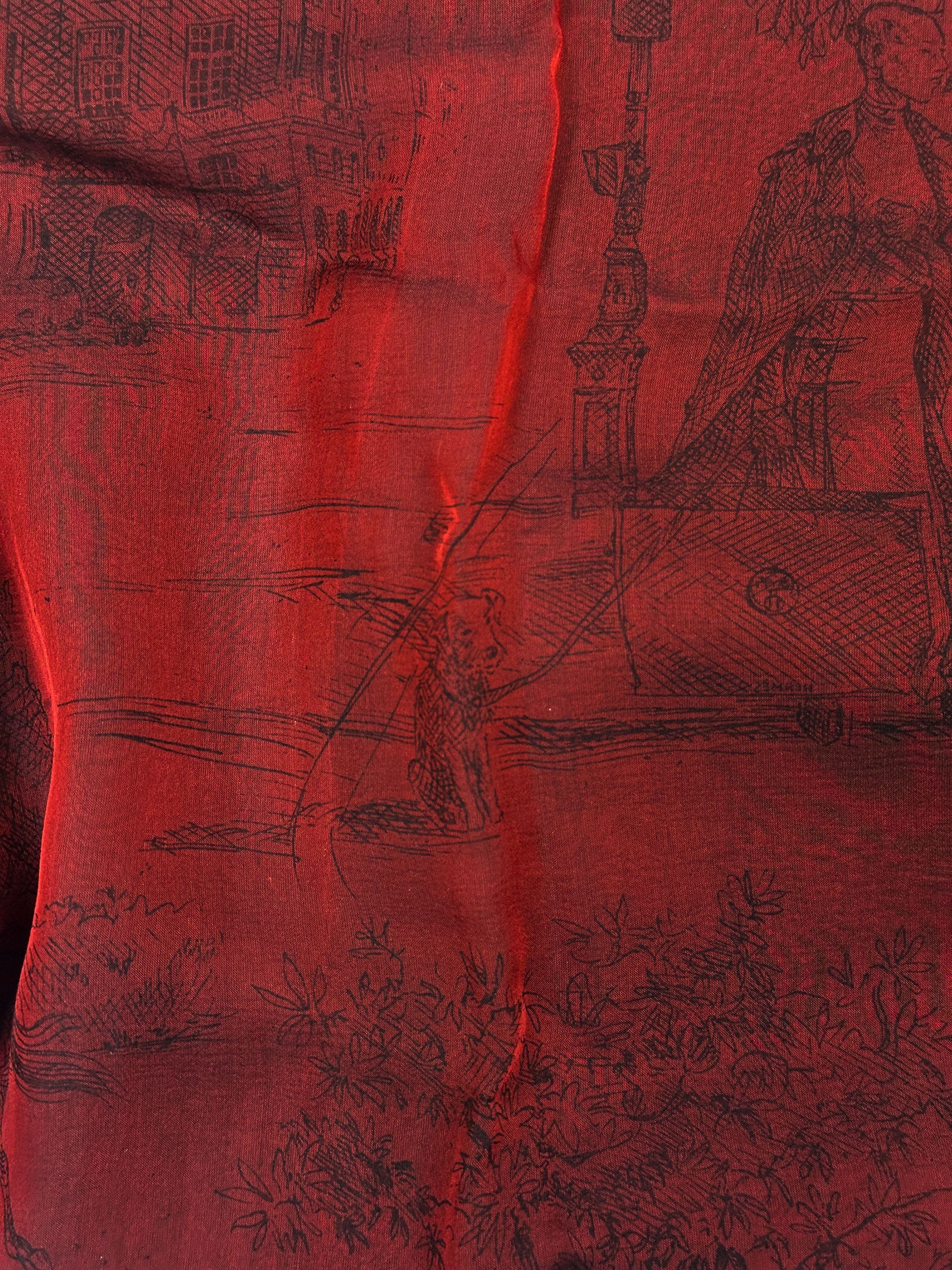 Hermès Toile de Jouy Changeant Mousseline Shawl