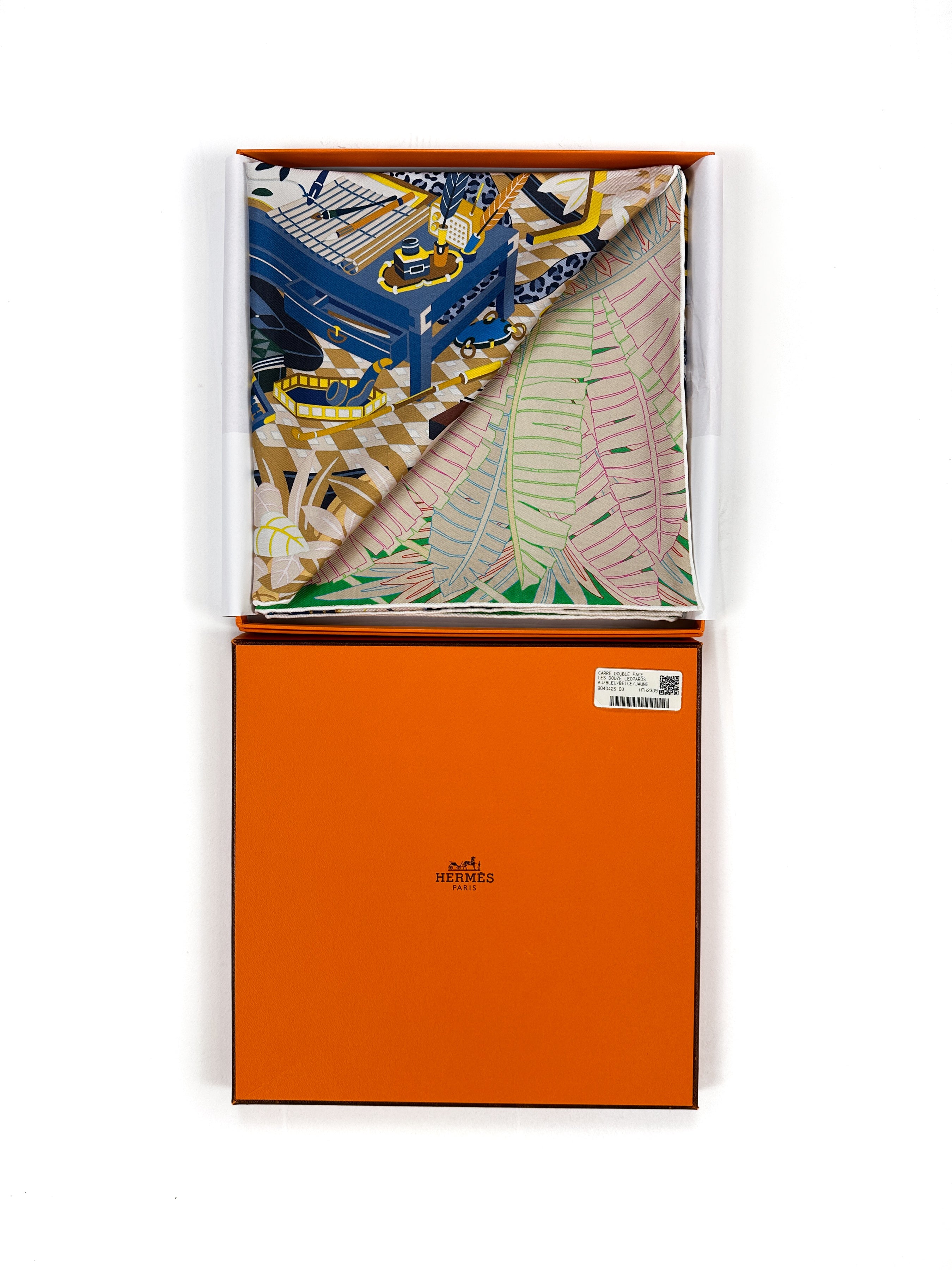 Hermès Douze Leopards Double Face 90