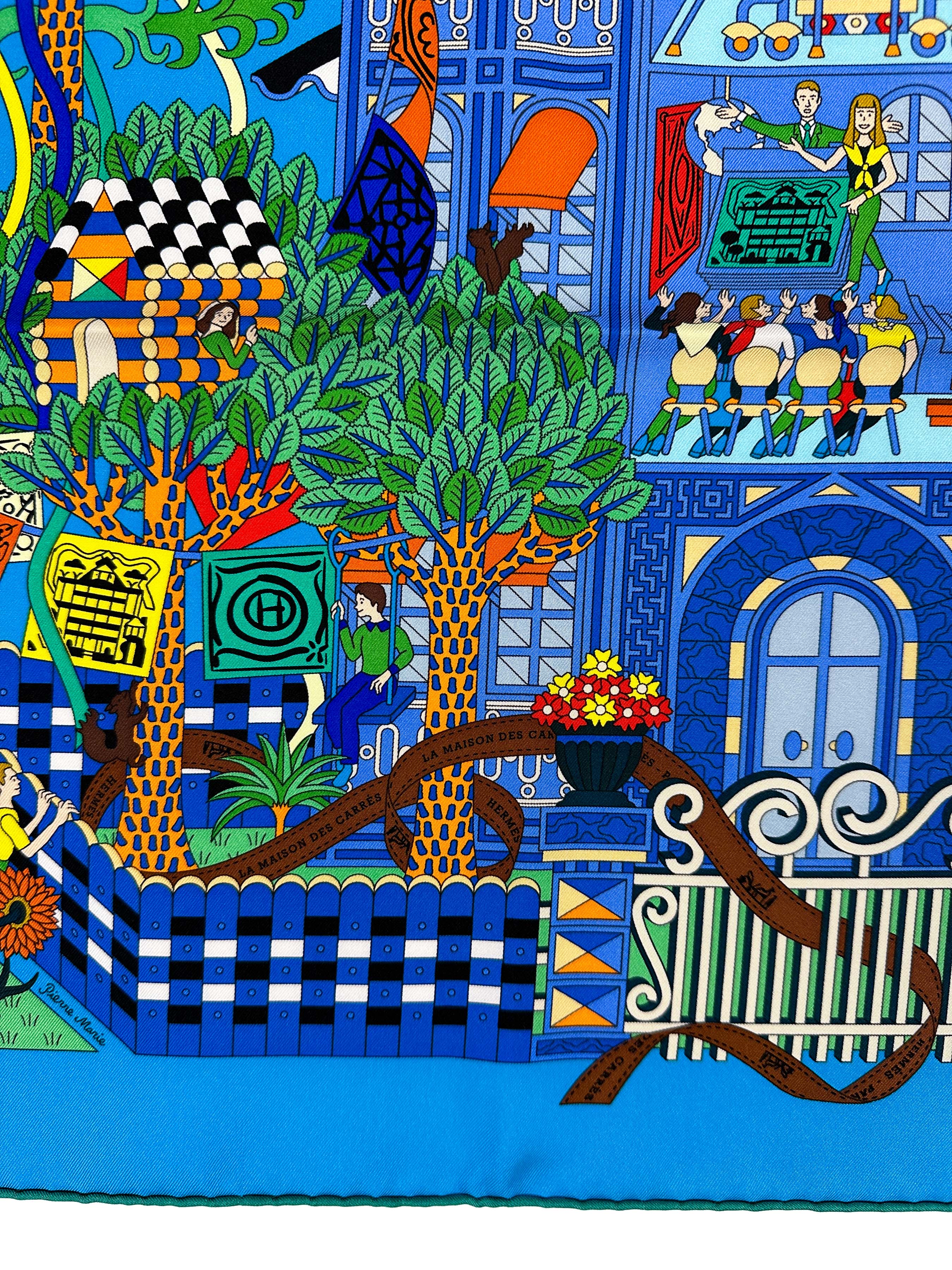 【美品】HERMESスカーフ カレ90 LA MAISON DES CARRÉS Hermès La Maison des Carrés 90