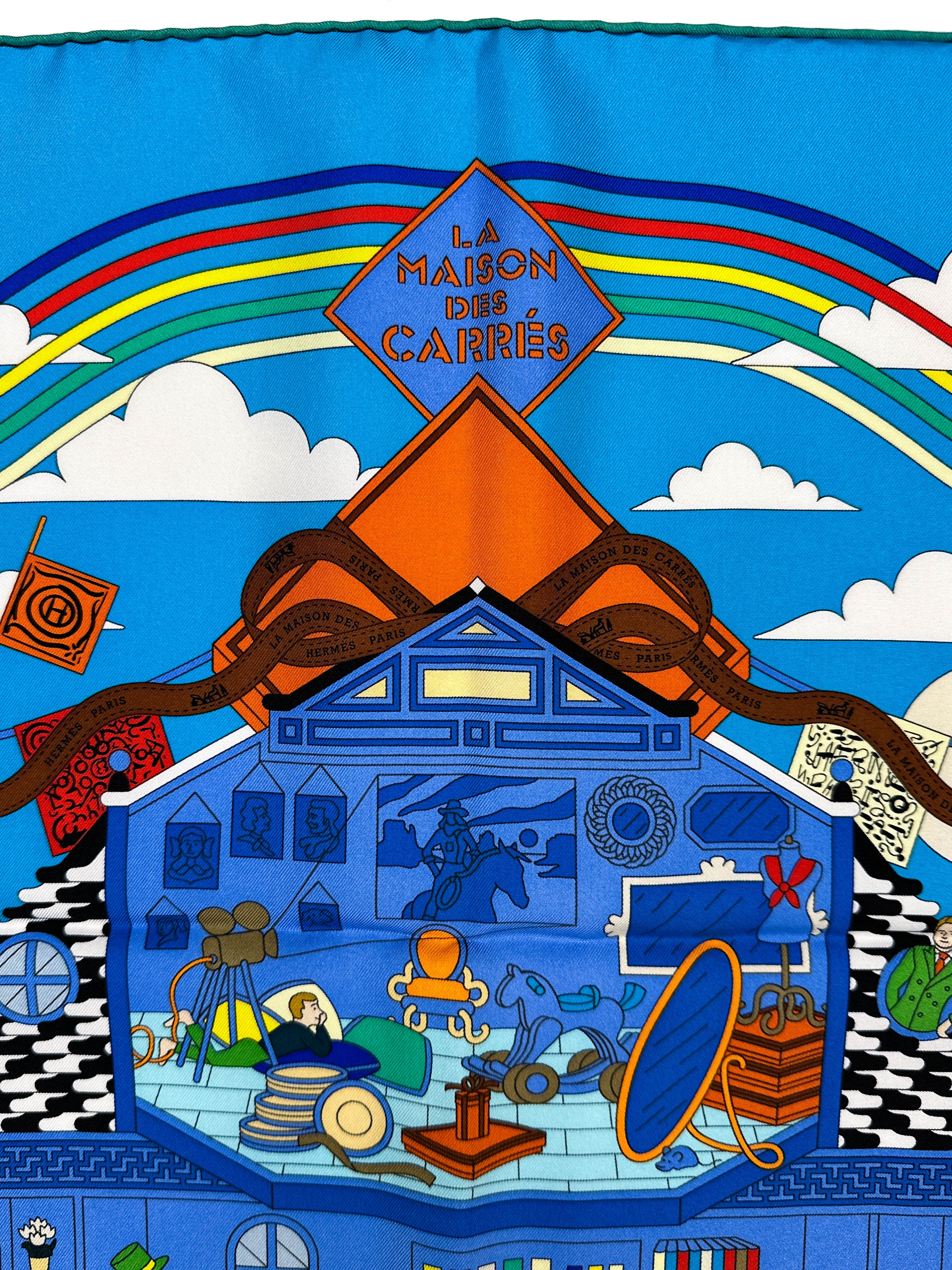 【美品】HERMESスカーフ カレ90 LA MAISON DES CARRÉS Hermès La Maison des Carrés 90