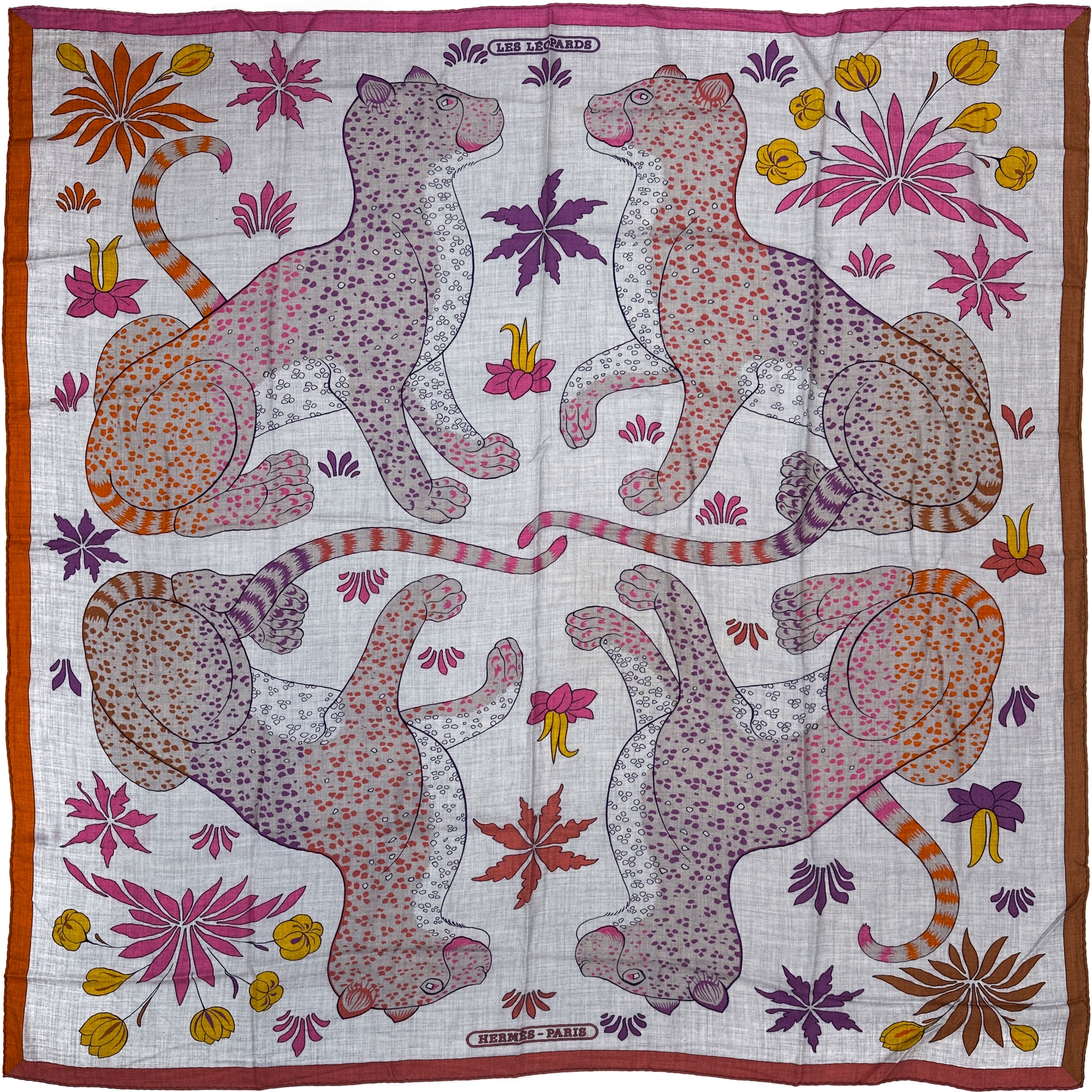 Hermès Les Leopards Cashmere Silk 140