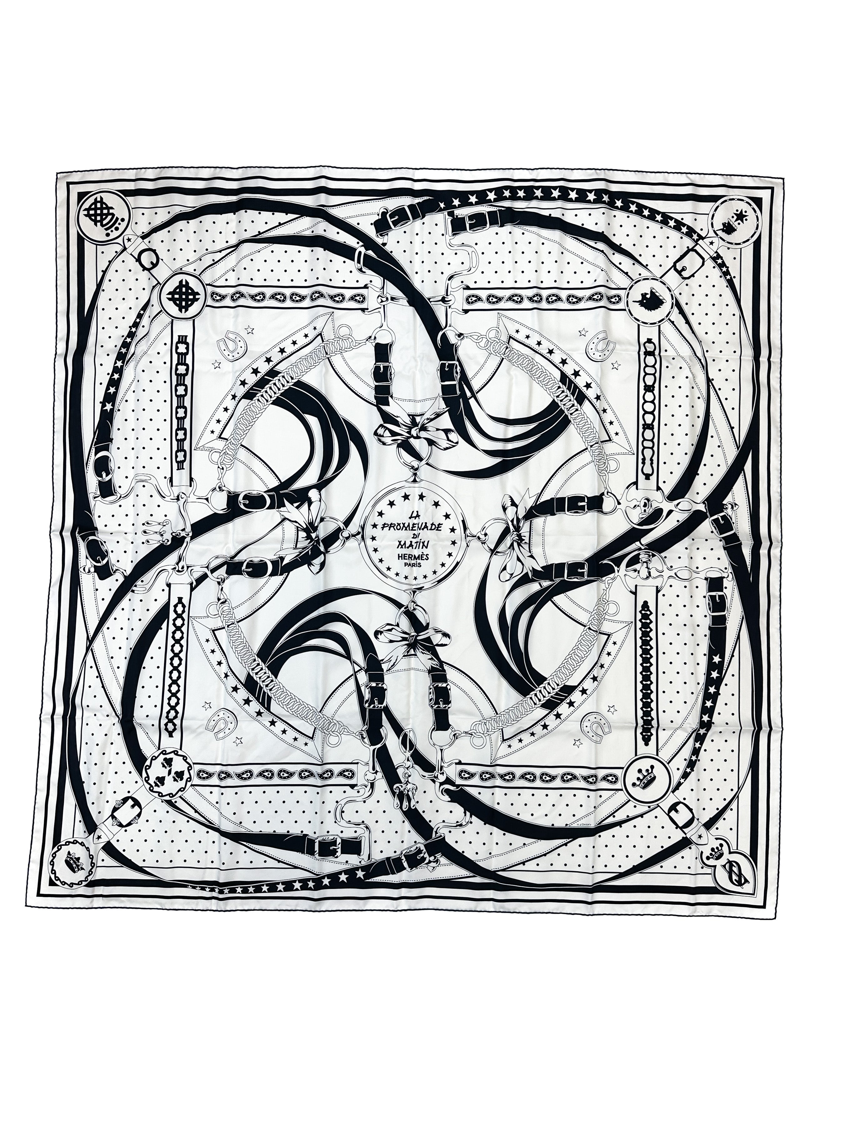 Hermès La Promenade du Matin Bandana Double Face Silk 140