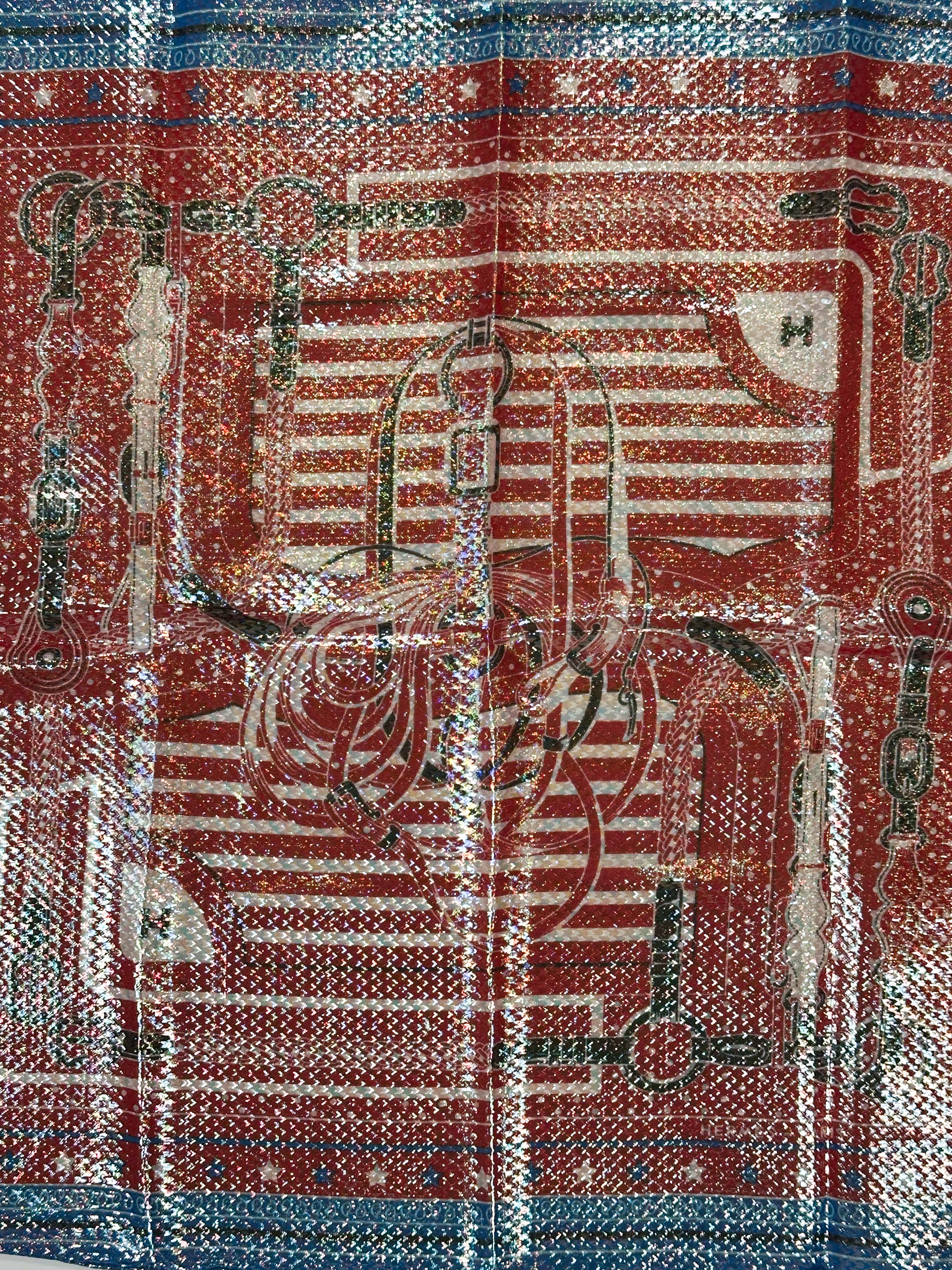 Hermès Coaching Disco Metallic Bandana 55