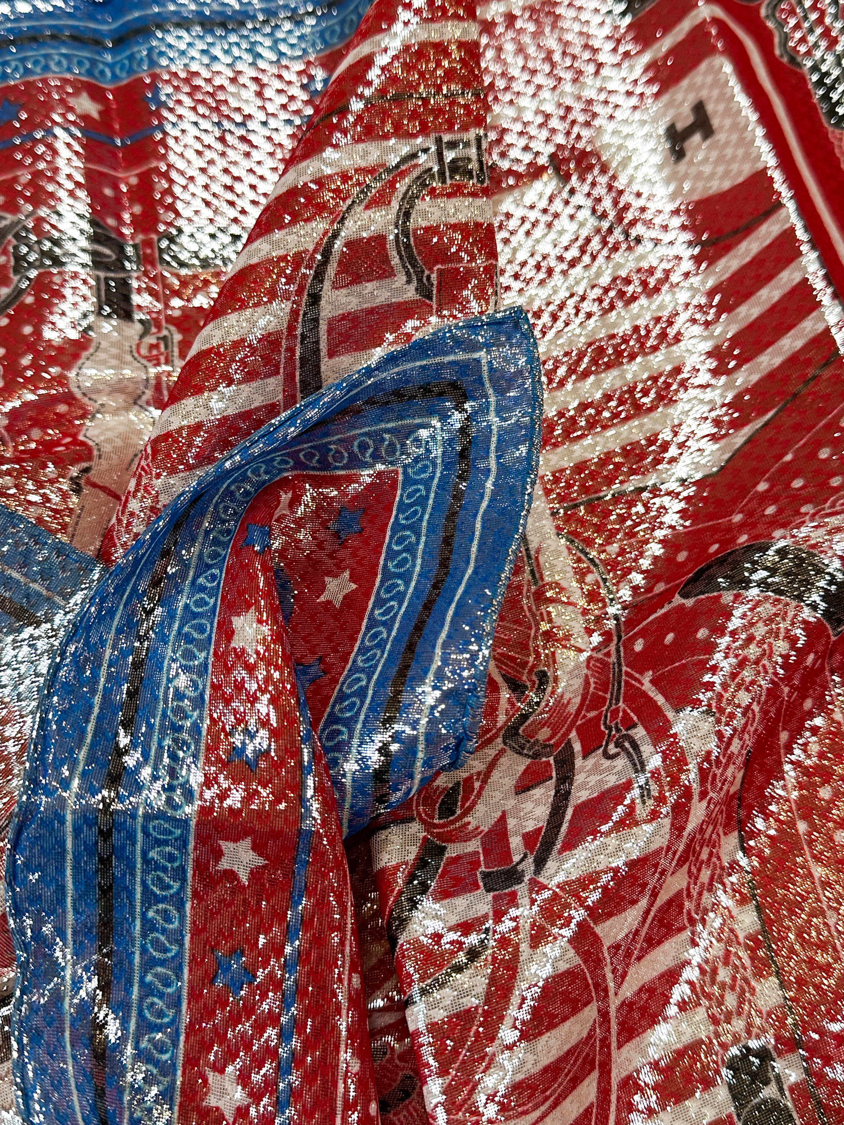 Hermès Coaching Disco Metallic Bandana 55