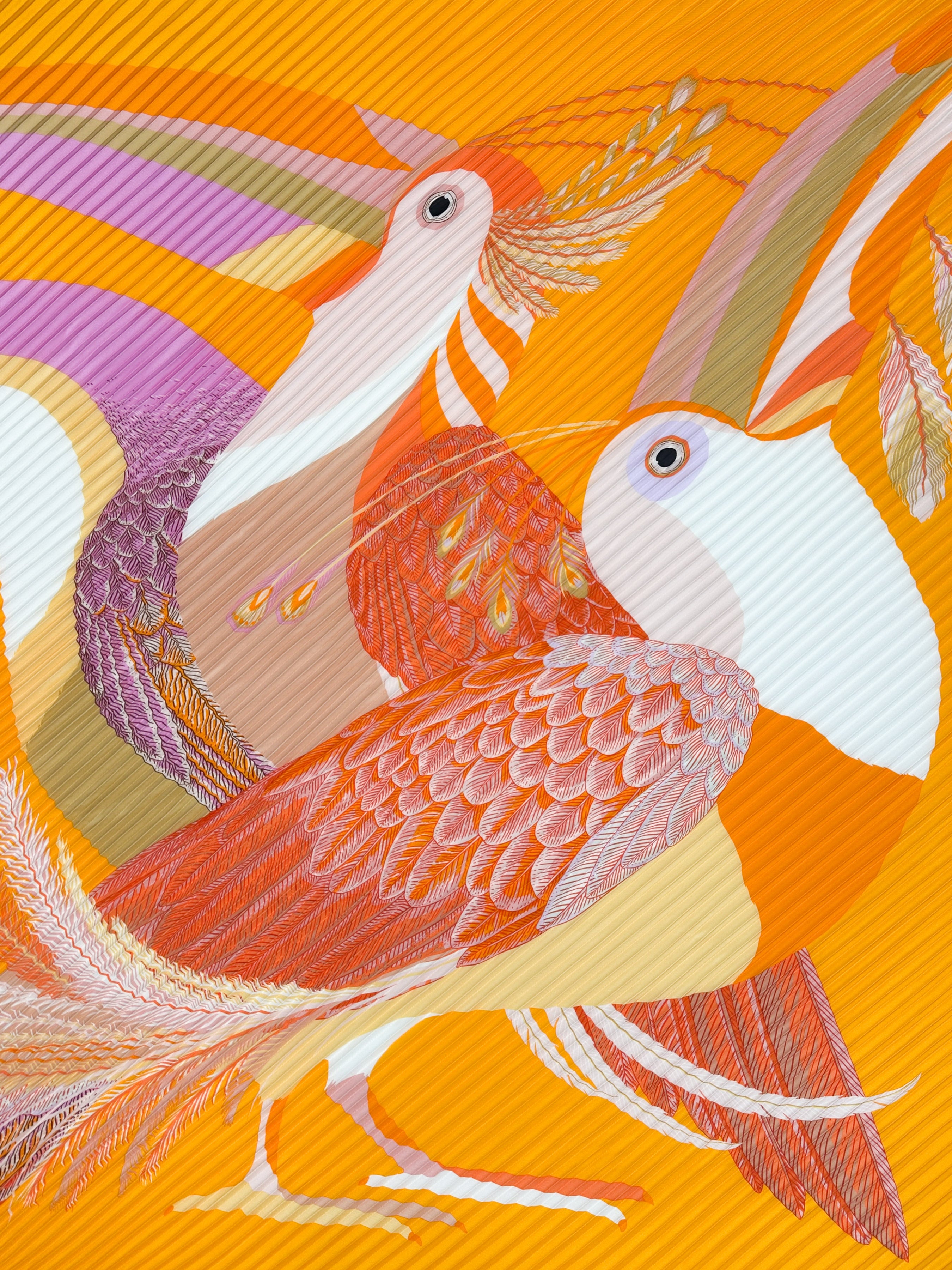 Hermès Toucans de Paradis Plissé 140