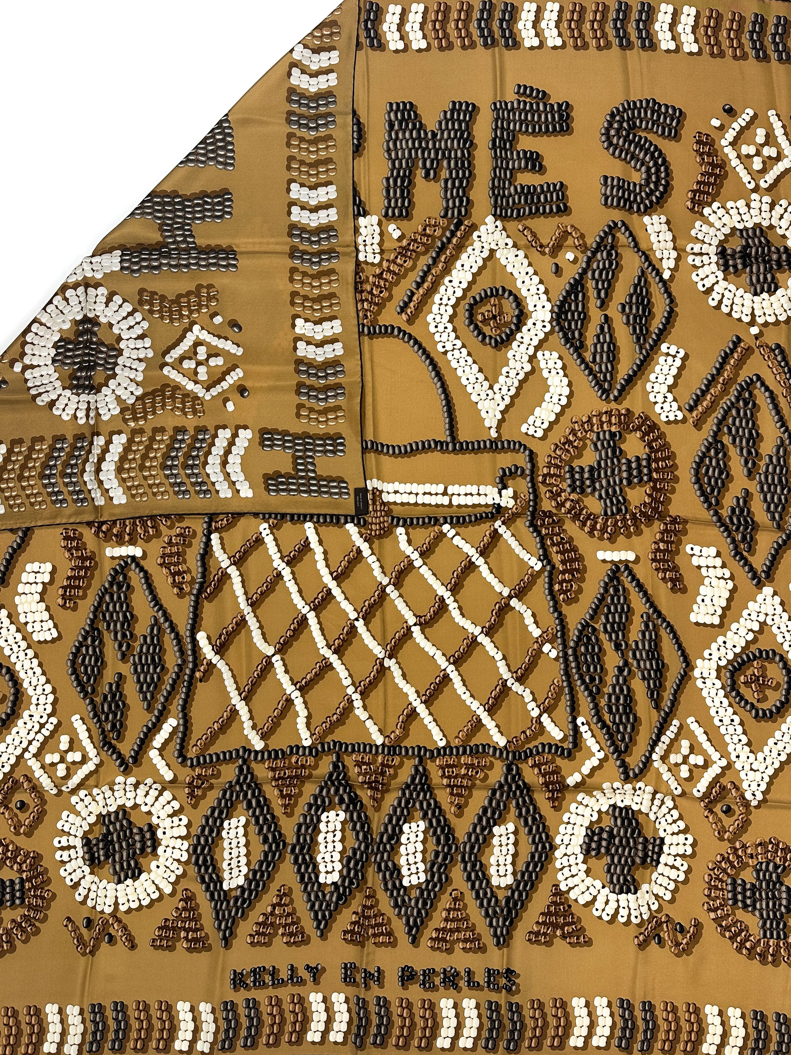 HERMÈS 　ストール　ケリー・アン・パールズ＊ Hermès Kelly en Perles Wash Silk 140