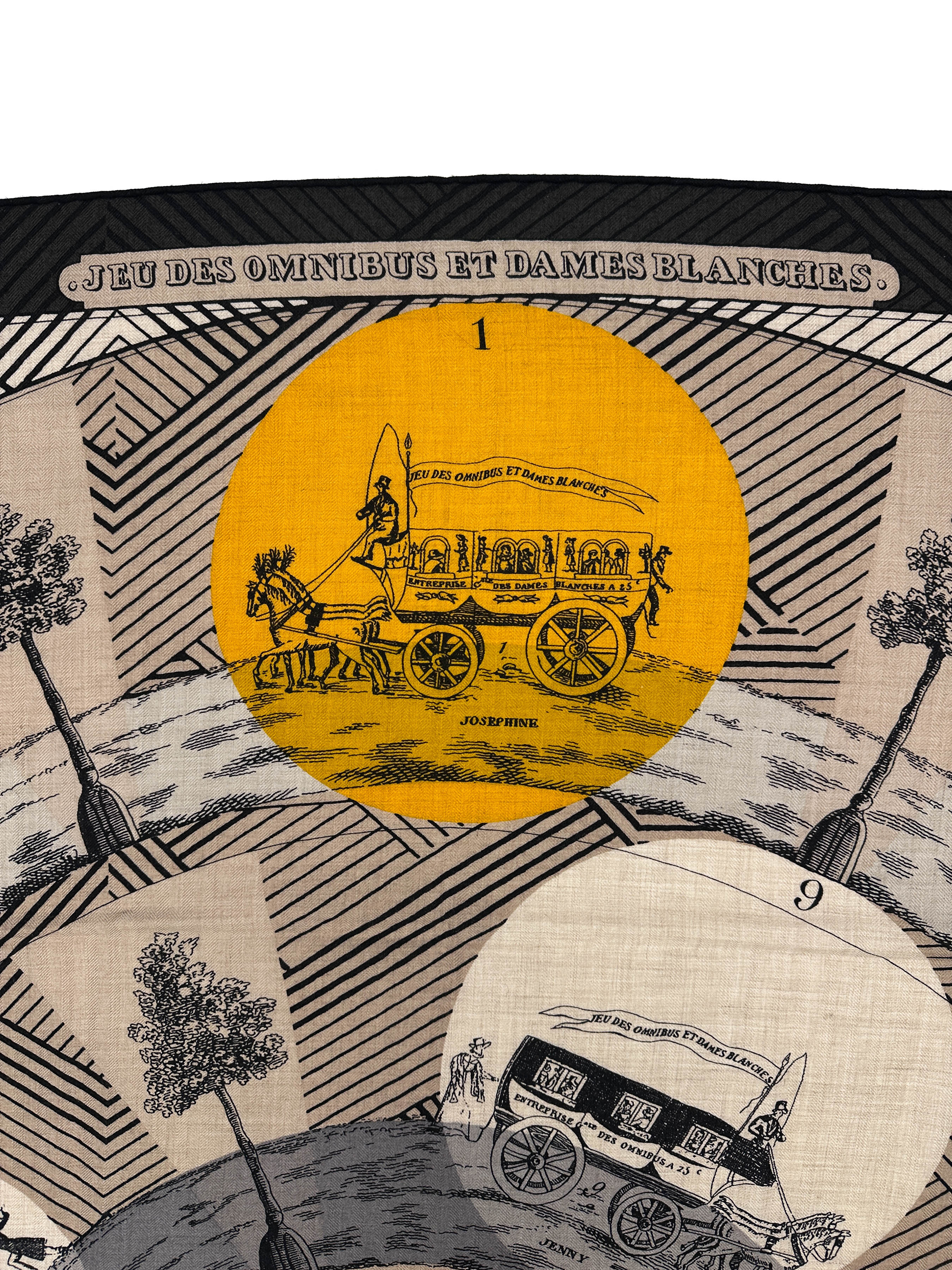 カレ 140 JEU DES OMNIBUS ET DAMES BLANCHES Hermès Jeu des Omnibus et Dames Blanches Remix 140